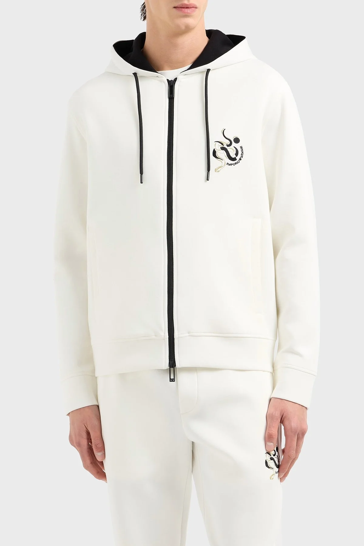 Emporio Armani Pamuklu Regular Fit Kapüşonlu Fermuarlı Erkek Sweat EM001699 AF10013 U0003 BEYAZ - 6