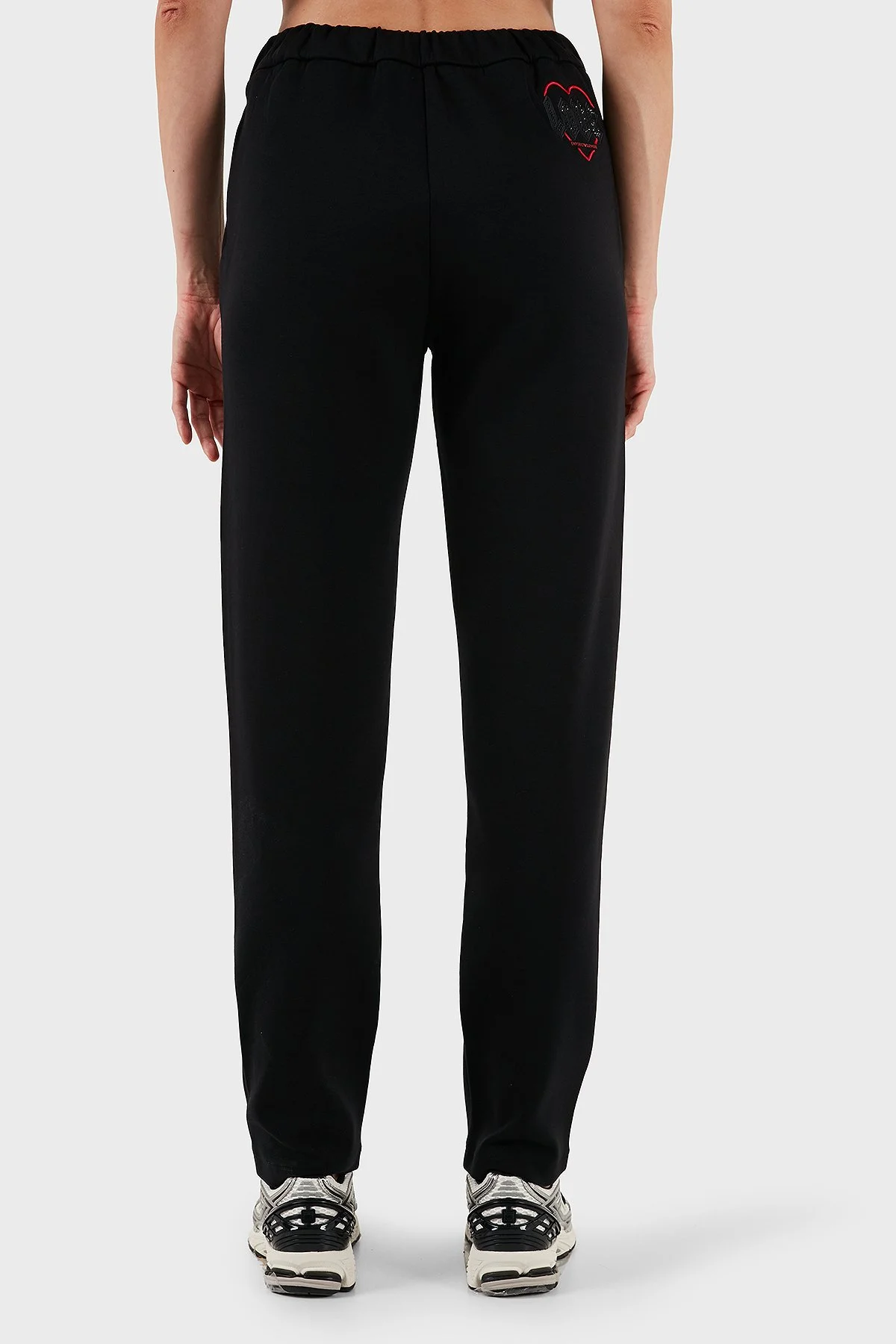 Emporio Armani Pamuklu Regular Fit Lastikli Bel Düz Paça Bayan Pantolon EW001362 AF10002 UC001 SİYAH - 3