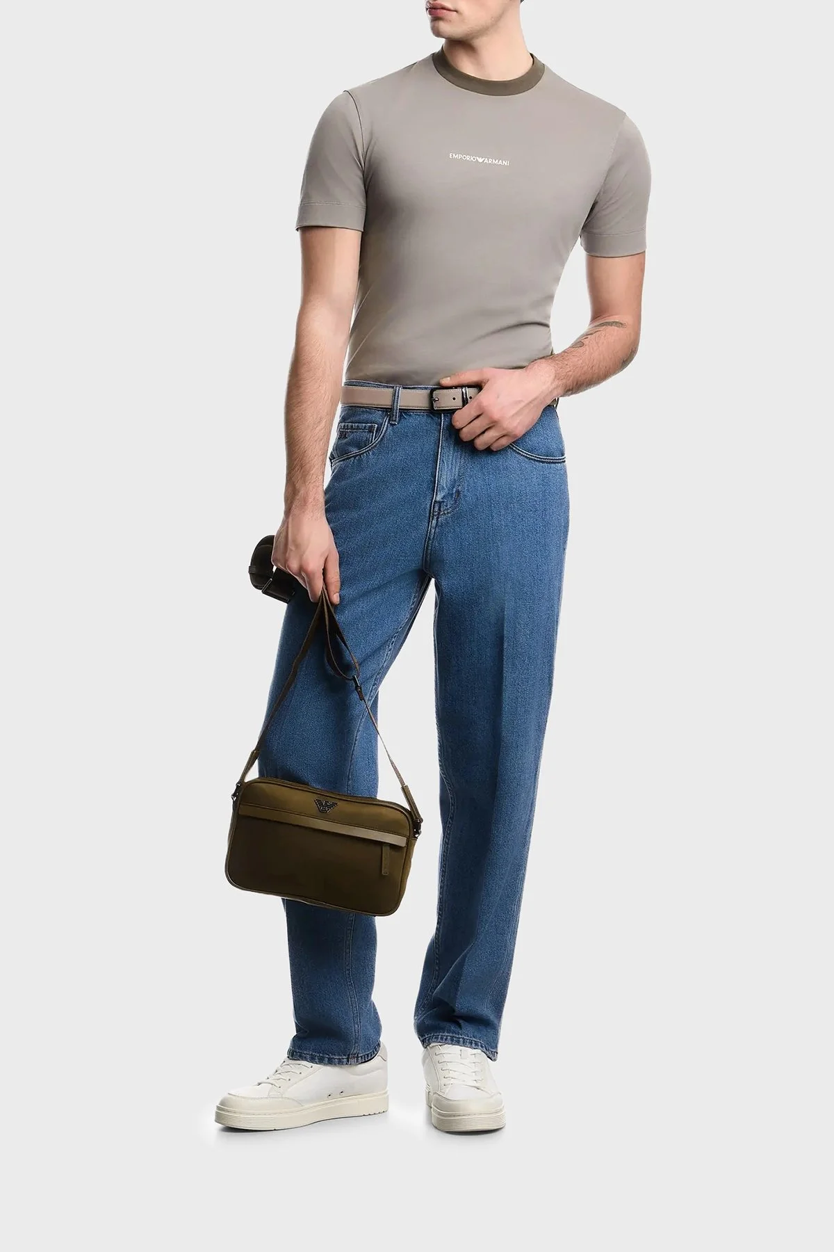 Emporio Armani Pamuklu Regular Fit Logo Baskılı Bisiklet Yaka Erkek T Shirt EM005257 AF13715 U8049 AÇIK HAKİ - 2