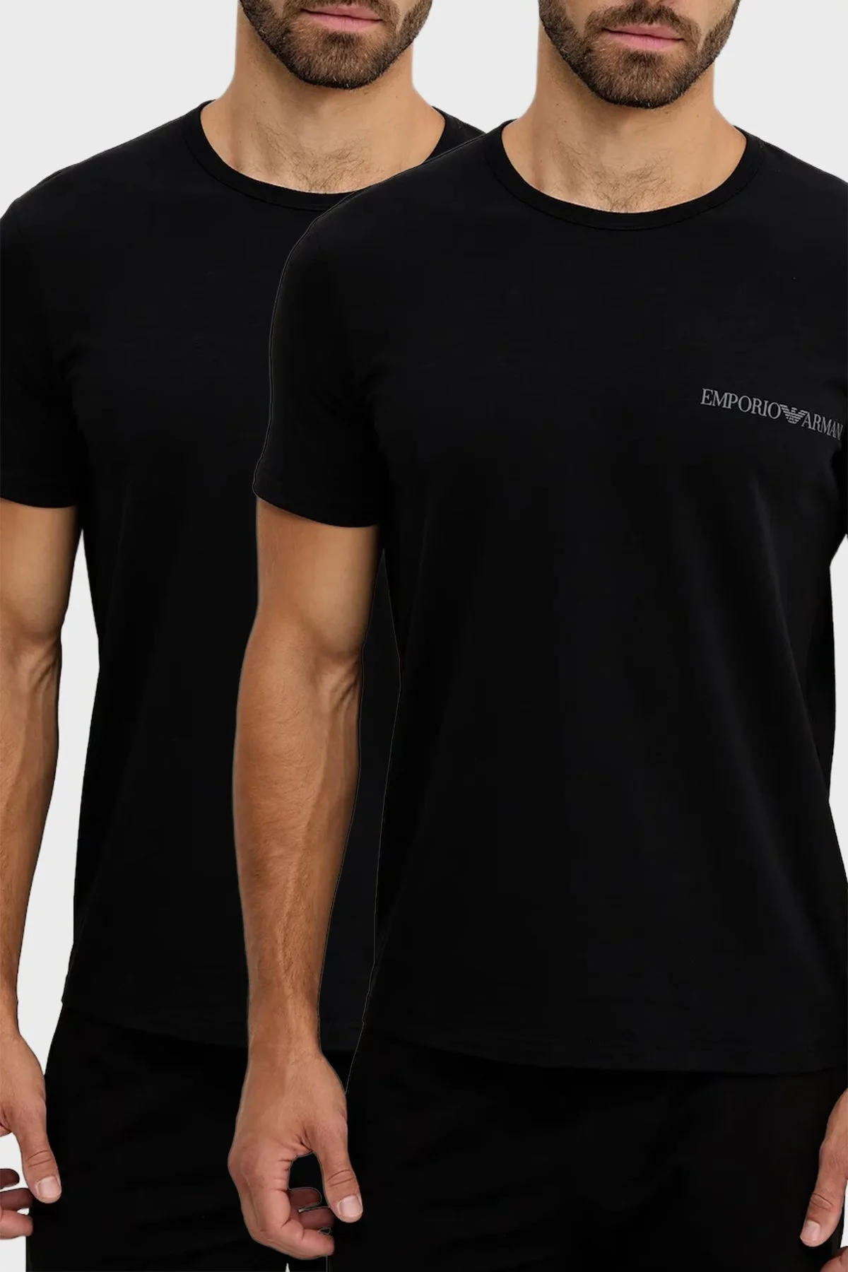 Emporio Armani Pamuklu Regular Fit Logolu 2 Pack Erkek T Shirt EM000391 AF16115 MC005 SİYAH - 1