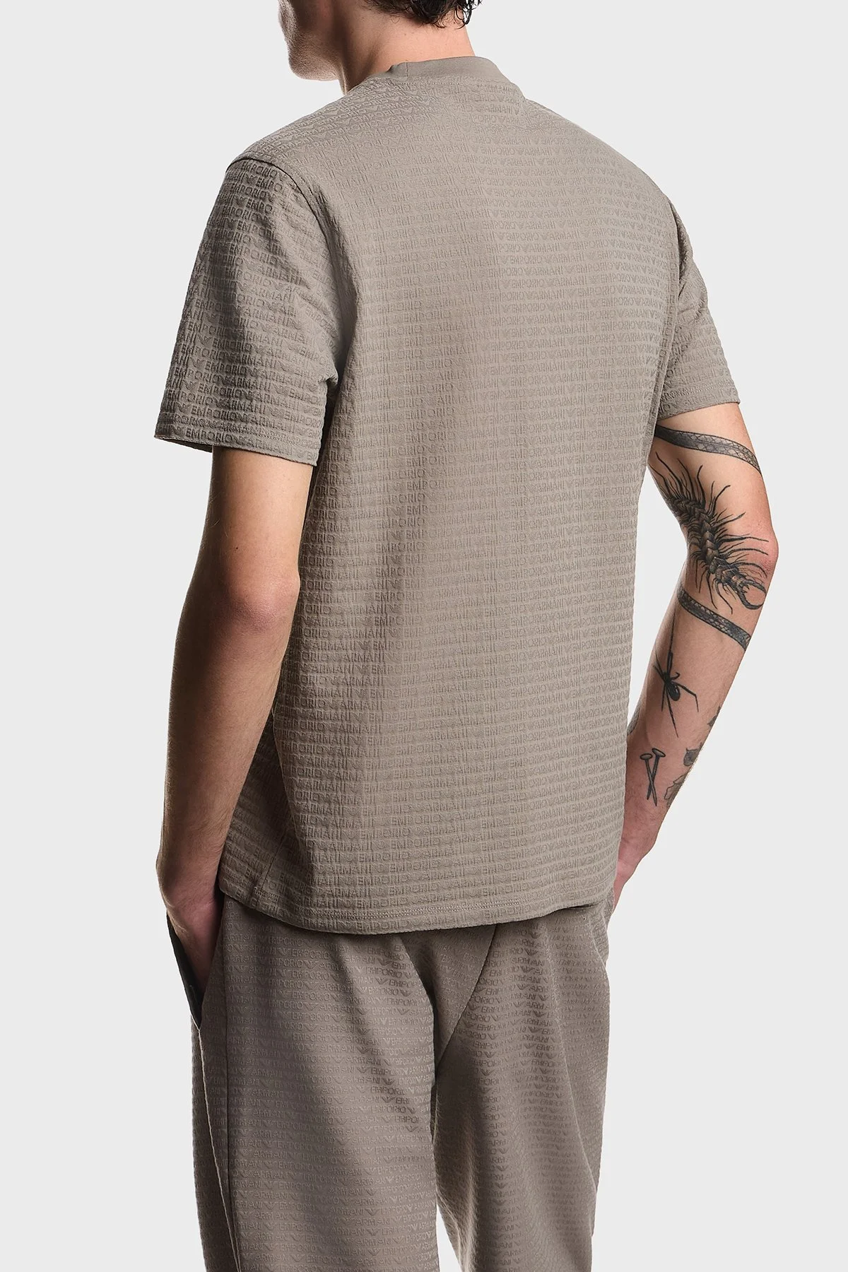 Emporio Armani Pamuklu Regular Fit Logolu Bisiklet Yaka Erkek T Shirt EM004594 AF10762 F8219 GRİ - 3