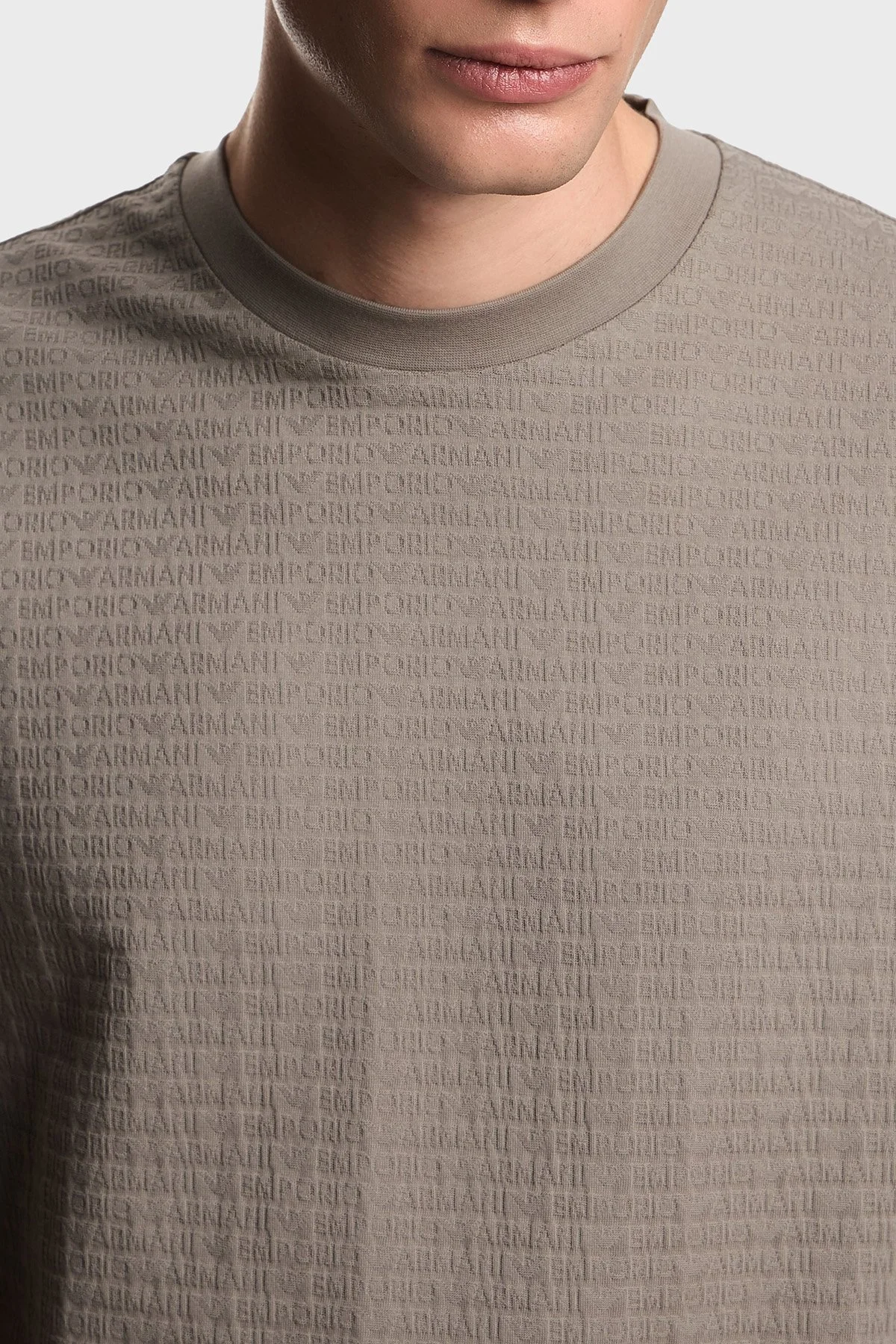 Emporio Armani Pamuklu Regular Fit Logolu Bisiklet Yaka Erkek T Shirt EM004594 AF10762 F8219 GRİ - 4