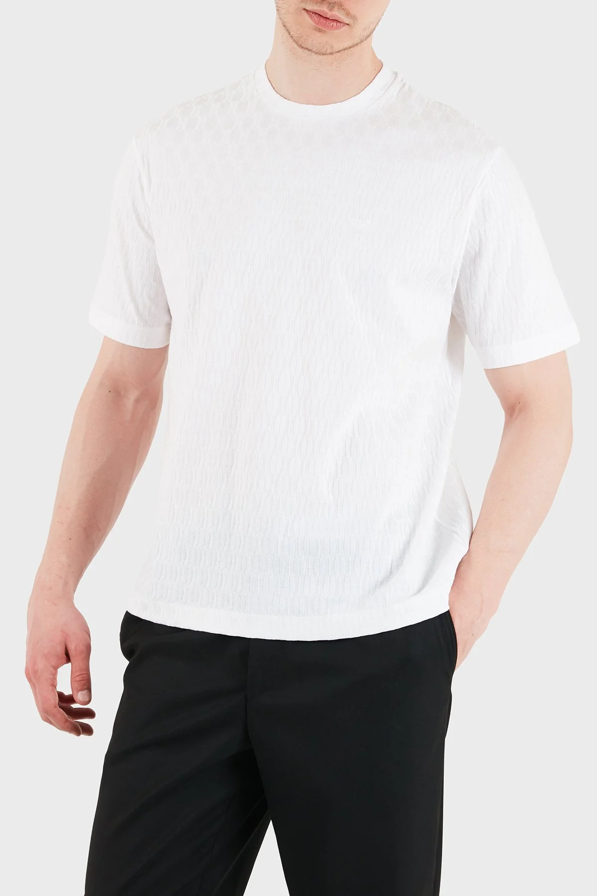Emporio Armani Pamuklu Regular Fit Logolu Bisiklet Yaka Erkek T Shirt EM005699 AF25298 U0002 BEYAZ - 4