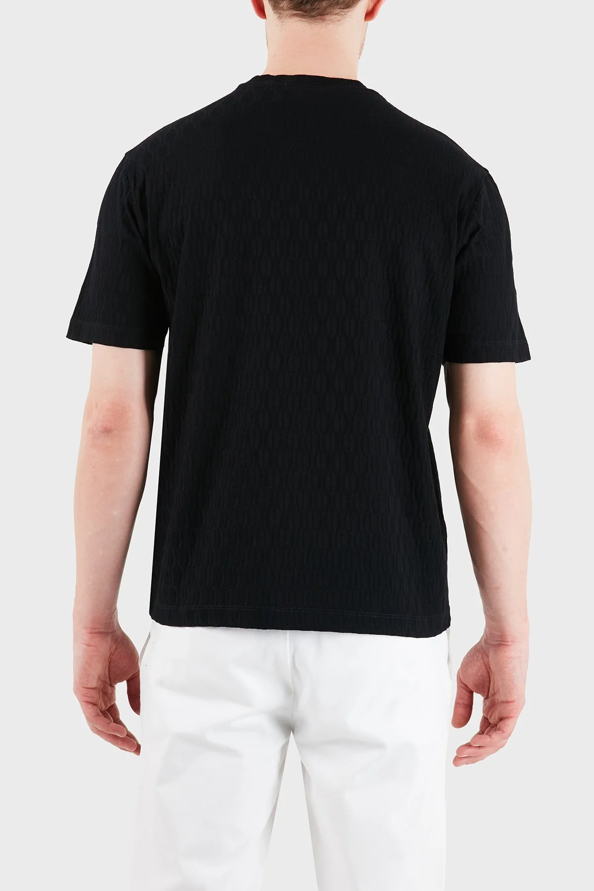 Emporio Armani Pamuklu Regular Fit Logolu Bisiklet Yaka Jakarlı Erkek T Shirt EM005699 AF25298 UC001 SİYAH - 3