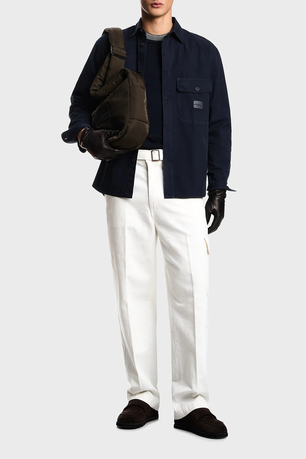 Emporio Armani Pamuklu Regular Fit Logolu Çizgi Detaylı Bisiklet Yaka Erkek T Shirt EM002965 AF12955 UB118 LACİVERT - 2