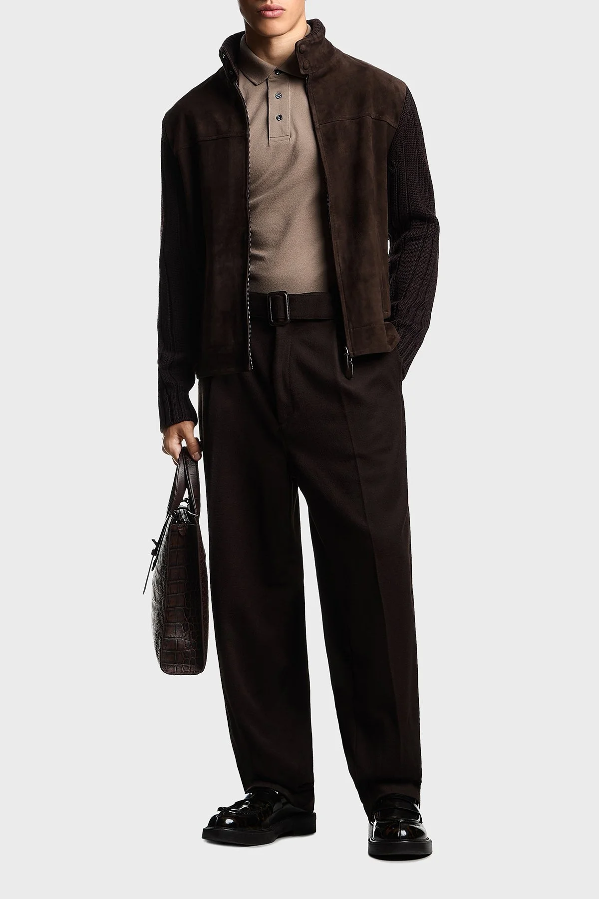 Emporio Armani Pamuklu Regular Fit Logolu Düğmeli Erkek Polo EM003524 AF12955 U6189 KAHVE - 2