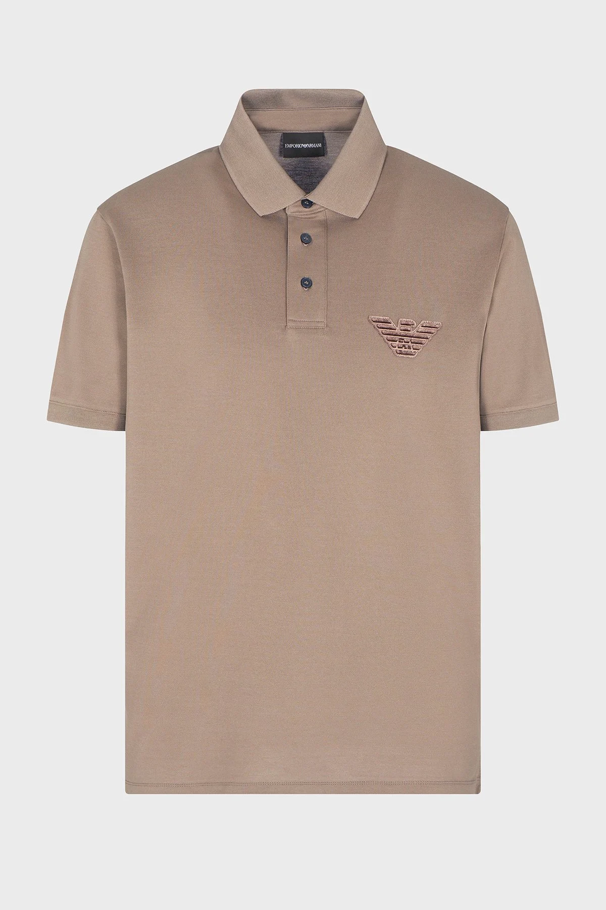 Emporio Armani Pamuklu Regular Fit Logolu Düğmeli Erkek Polo EM003524 AF12955 U6189 KAHVE - 5