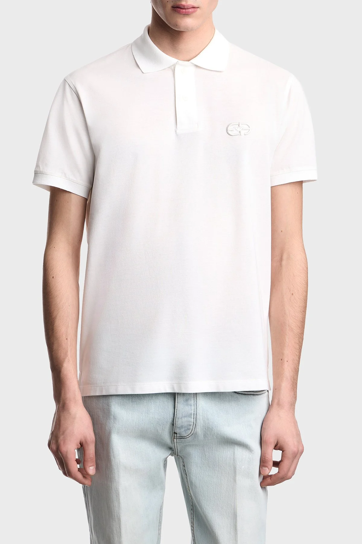 Emporio Armani Pamuklu Regular Fit Logolu Düğmeli Erkek Polo EM004579 AF13742 U0003 BEYAZ - 1
