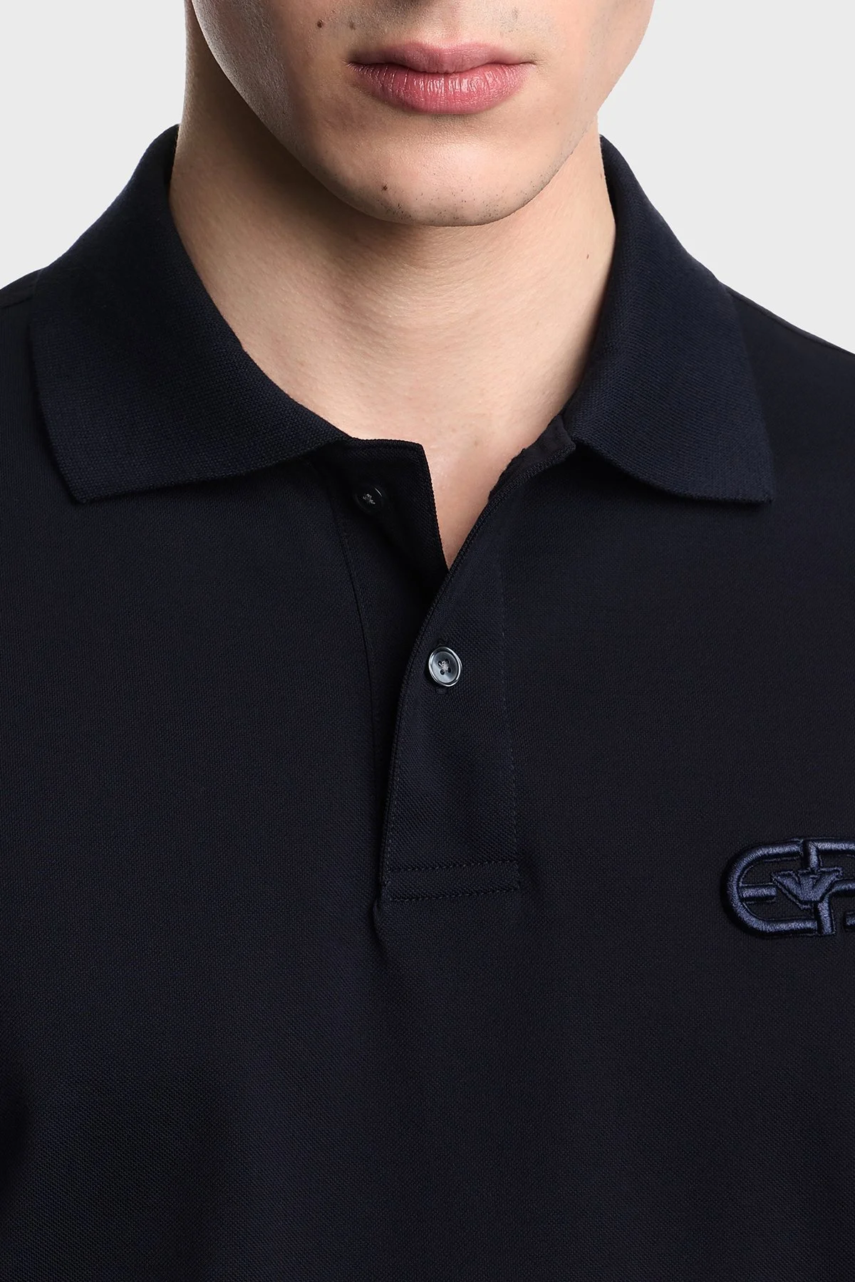 Emporio Armani Pamuklu Regular Fit Logolu Düğmeli Erkek Polo EM004579 AF13742 UB118 LACİVERT - 4