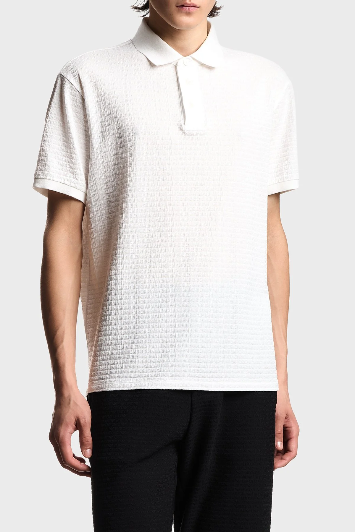 Emporio Armani Pamuklu Regular Fit Logolu Düğmeli Erkek Polo EM004595 AF10762 F0185 EKRU - 1