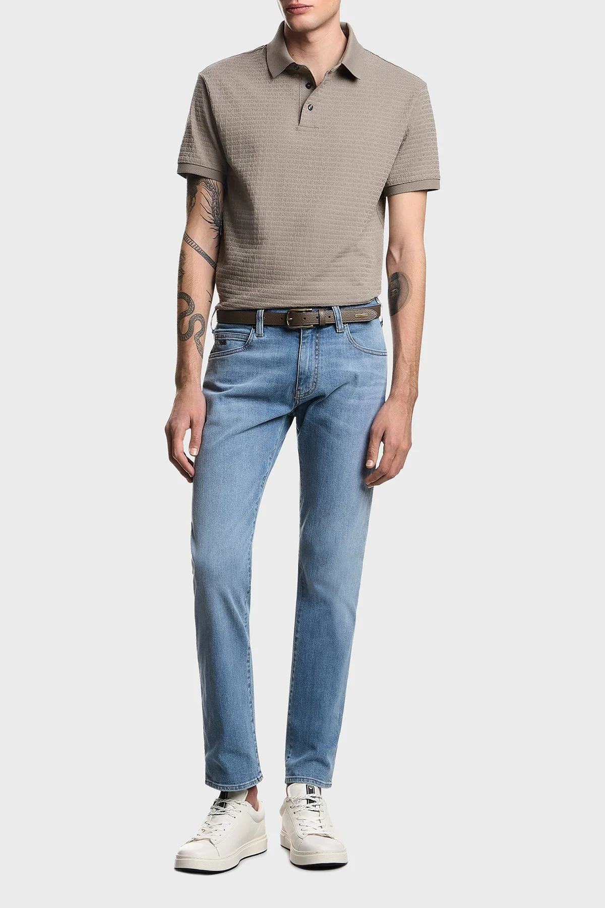 Emporio Armani Pamuklu Regular Fit Logolu Düğmeli Erkek Polo EM004595 AF10762 F8219 GRİ - 2