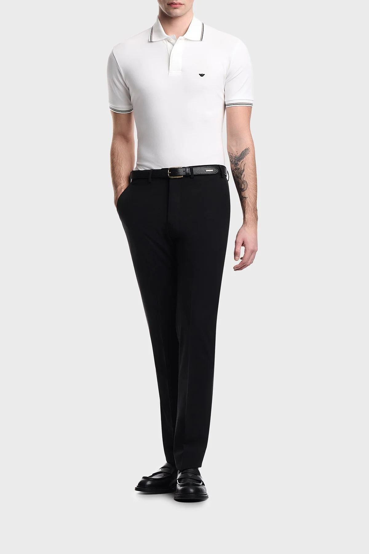 Emporio Armani Pamuklu Regular Fit Logolu Düğmeli Erkek Polo EM004606 AF23090 U0003 BEYAZ - 2