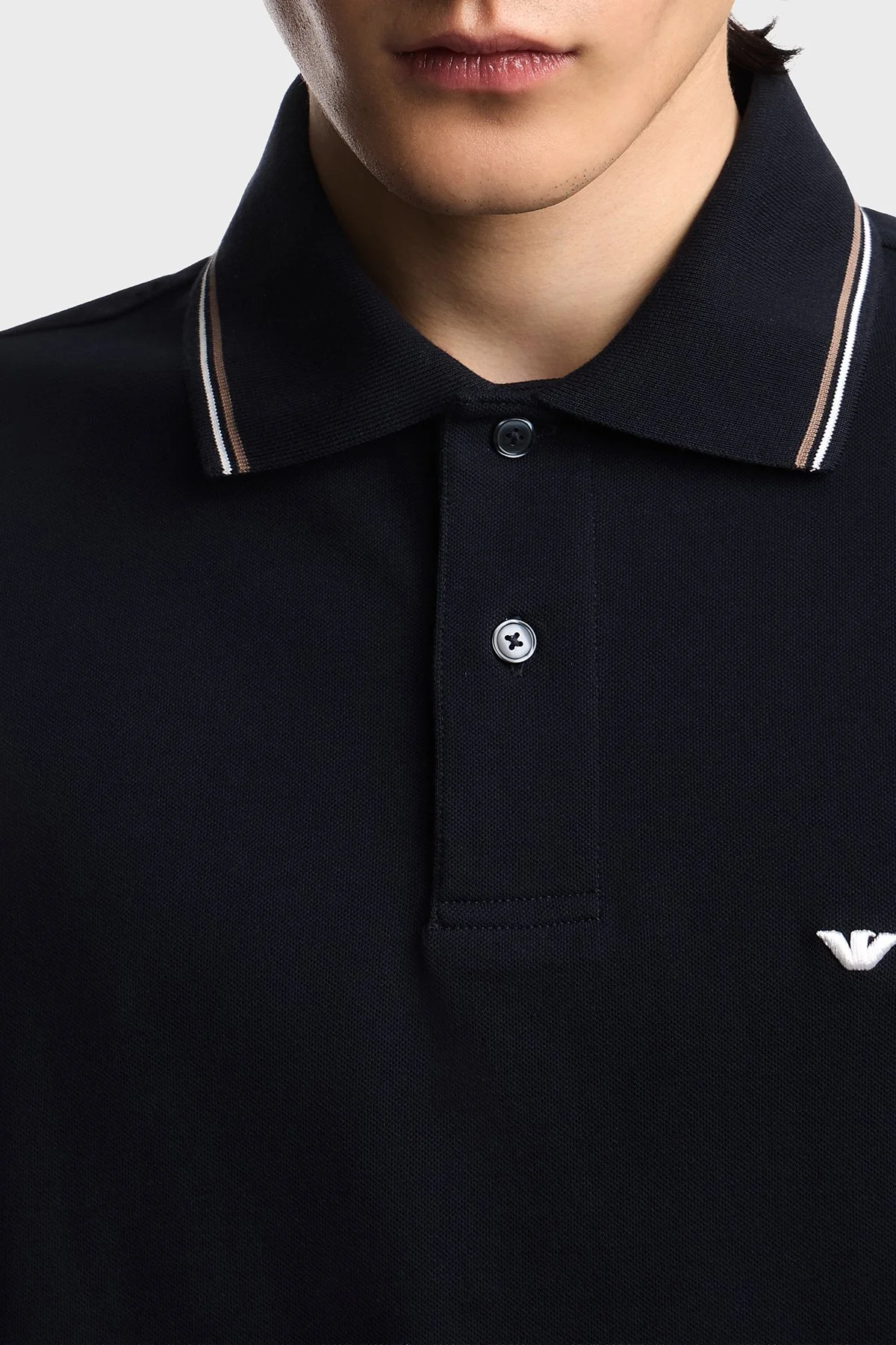 Emporio Armani Pamuklu Regular Fit Logolu Düğmeli Erkek Polo EM004606 AF23090 UB118 LACİVERT - 4
