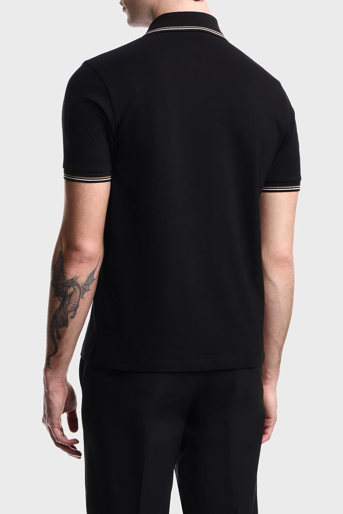 Emporio Armani Pamuklu Regular Fit Logolu Düğmeli Erkek Polo EM004606 AF23090 UC001 SİYAH - 3