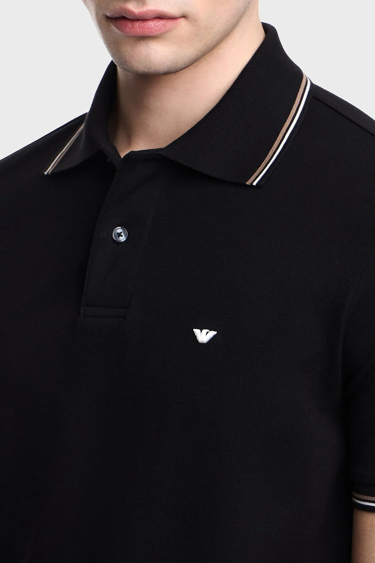 Emporio Armani Pamuklu Regular Fit Logolu Düğmeli Erkek Polo EM004606 AF23090 UC001 SİYAH - 4