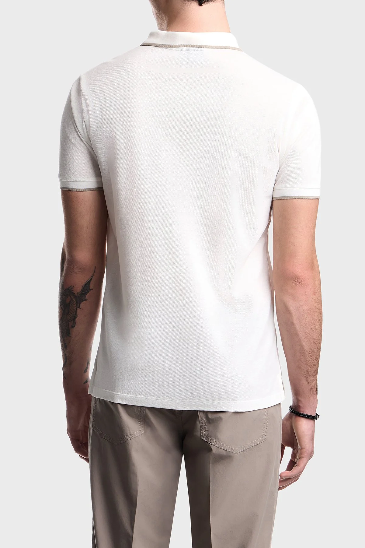 Emporio Armani Pamuklu Regular Fit Logolu Erkek Polo EM005842 AF12955 U0003 BEYAZ - 3