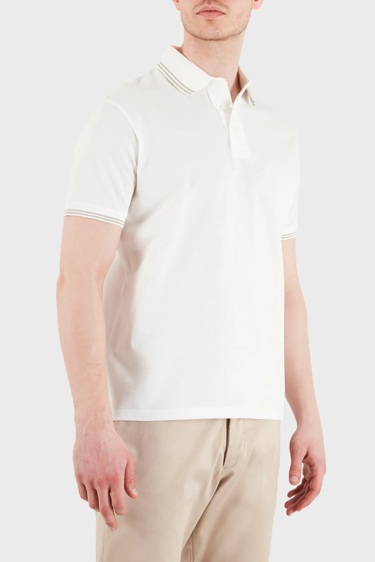 Emporio Armani Pamuklu Regular Fit Logolu Erkek Polo EM005842 AF12955 U0003 BEYAZ - 3