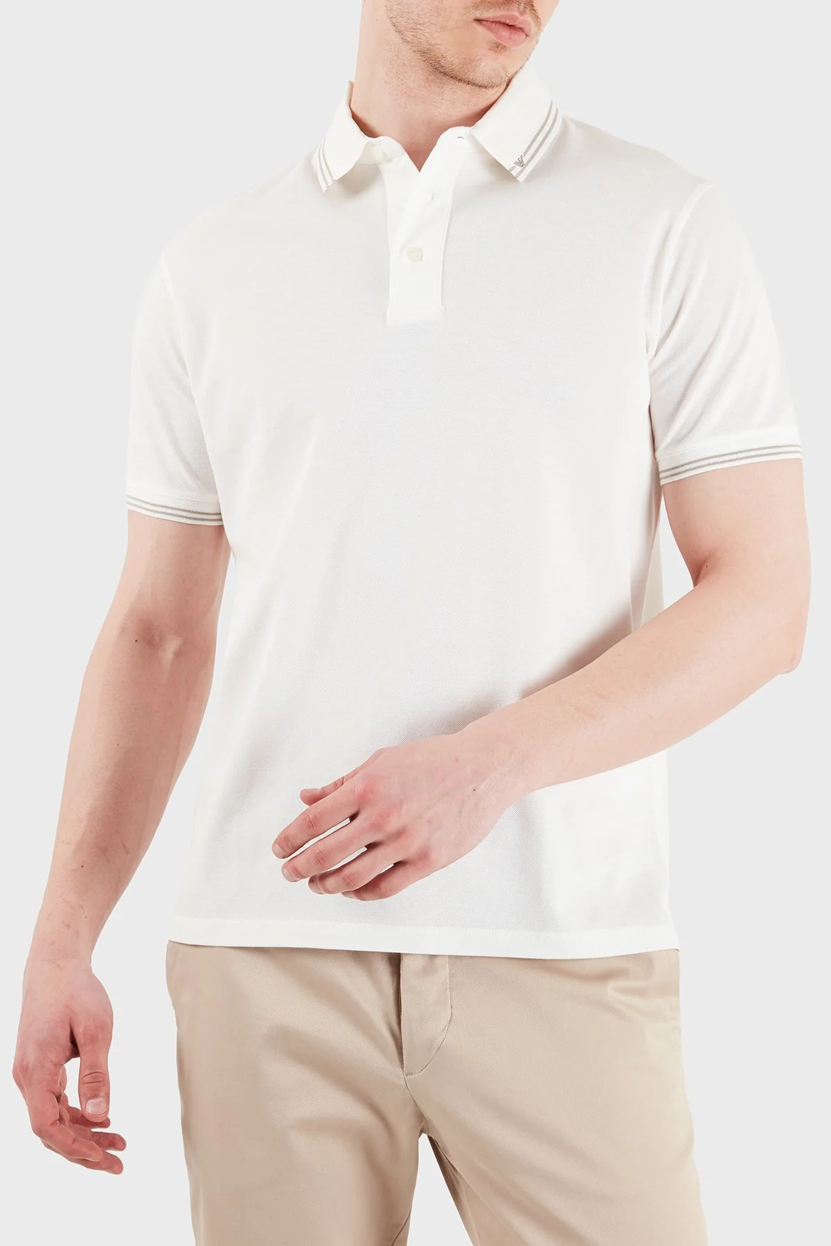 Emporio Armani Pamuklu Regular Fit Logolu Erkek Polo EM005842 AF12955 U0003 BEYAZ - 4