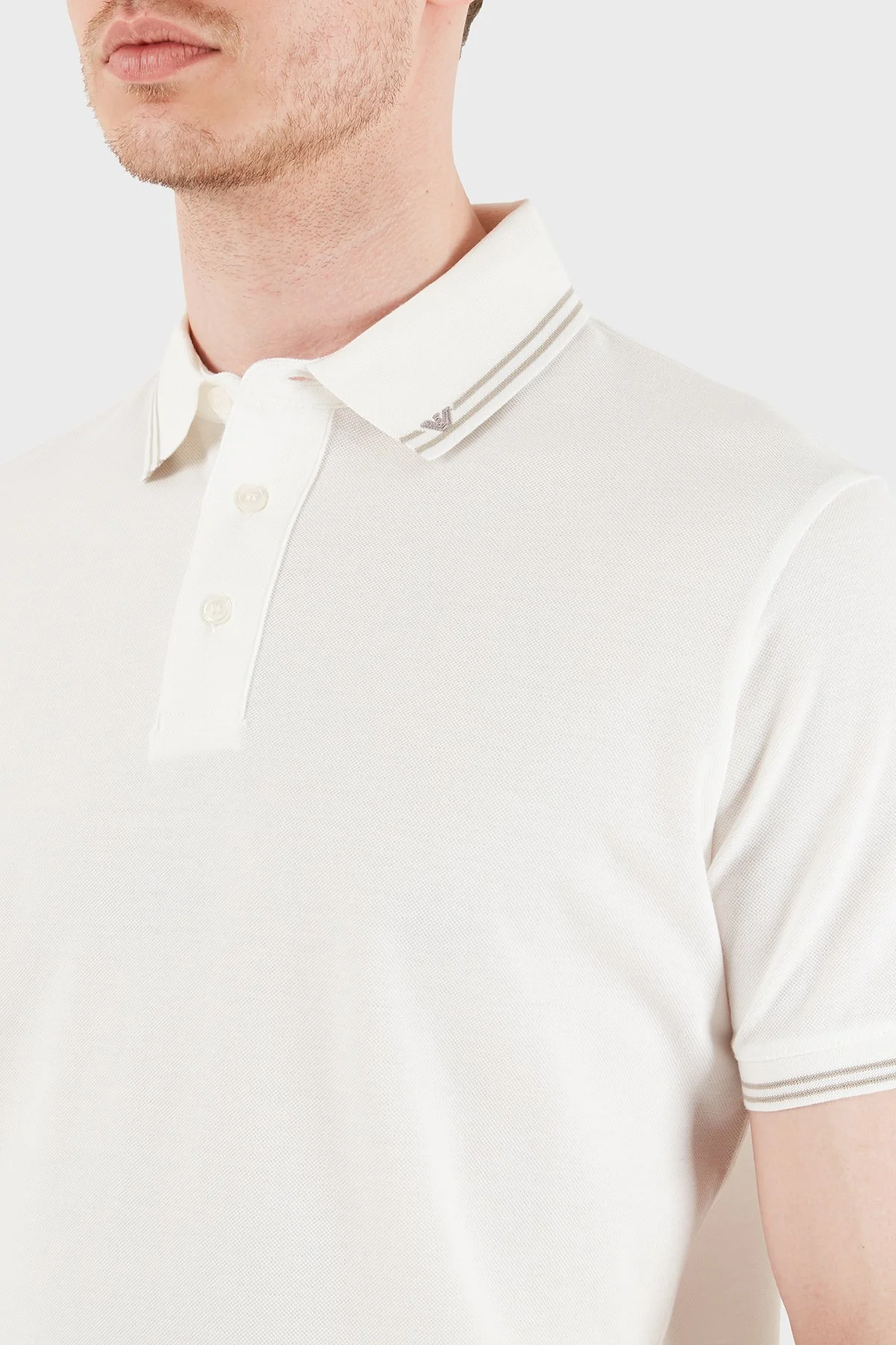 Emporio Armani Pamuklu Regular Fit Logolu Erkek Polo EM005842 AF12955 U0003 BEYAZ - 5