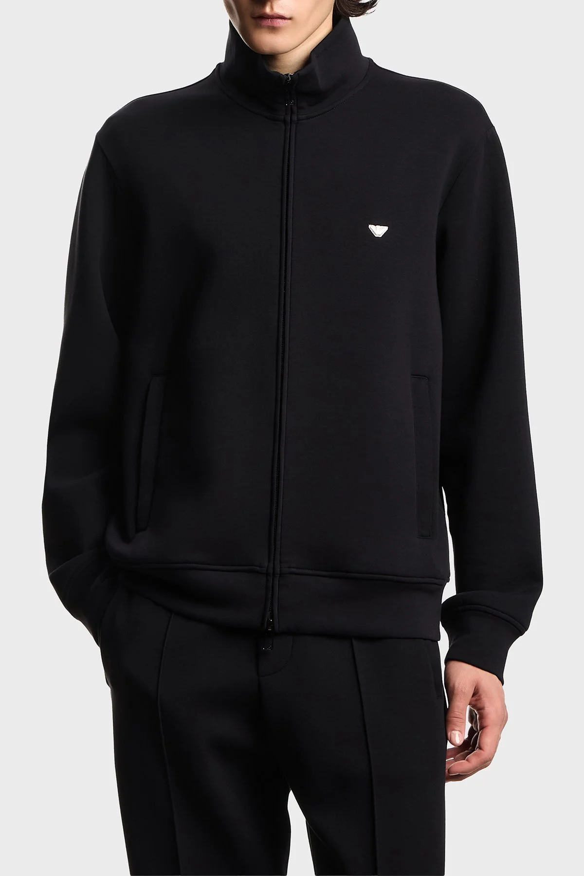 Emporio Armani Pamuklu Regular Fit Logolu Fermuarlı Dik Yaka Erkek Sweat EM004536 AF10013 UC001 SİYAH - 1