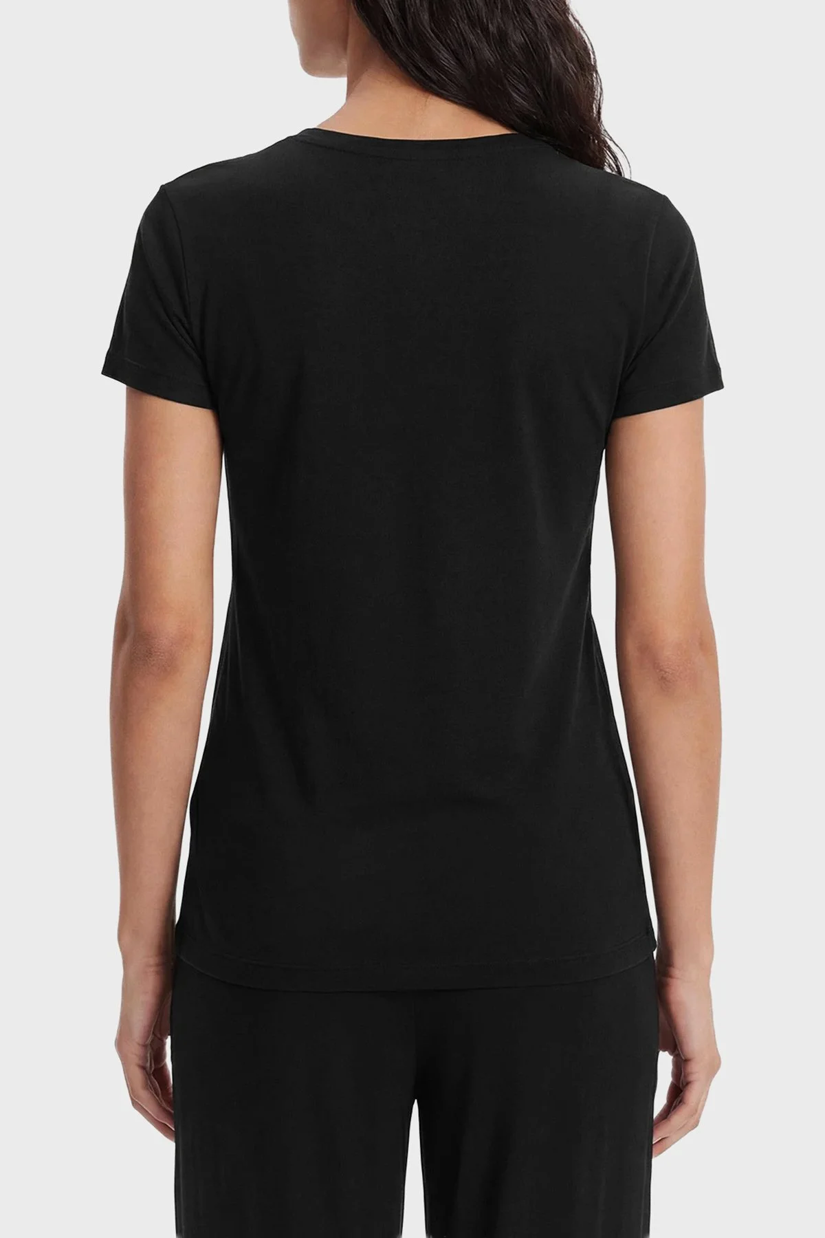 Emporio Armani Pamuklu Regular Fit Logolu Yuvarlak Yaka Kadın T Shirt EW000408 AF19024 UC001 SİYAH - 3