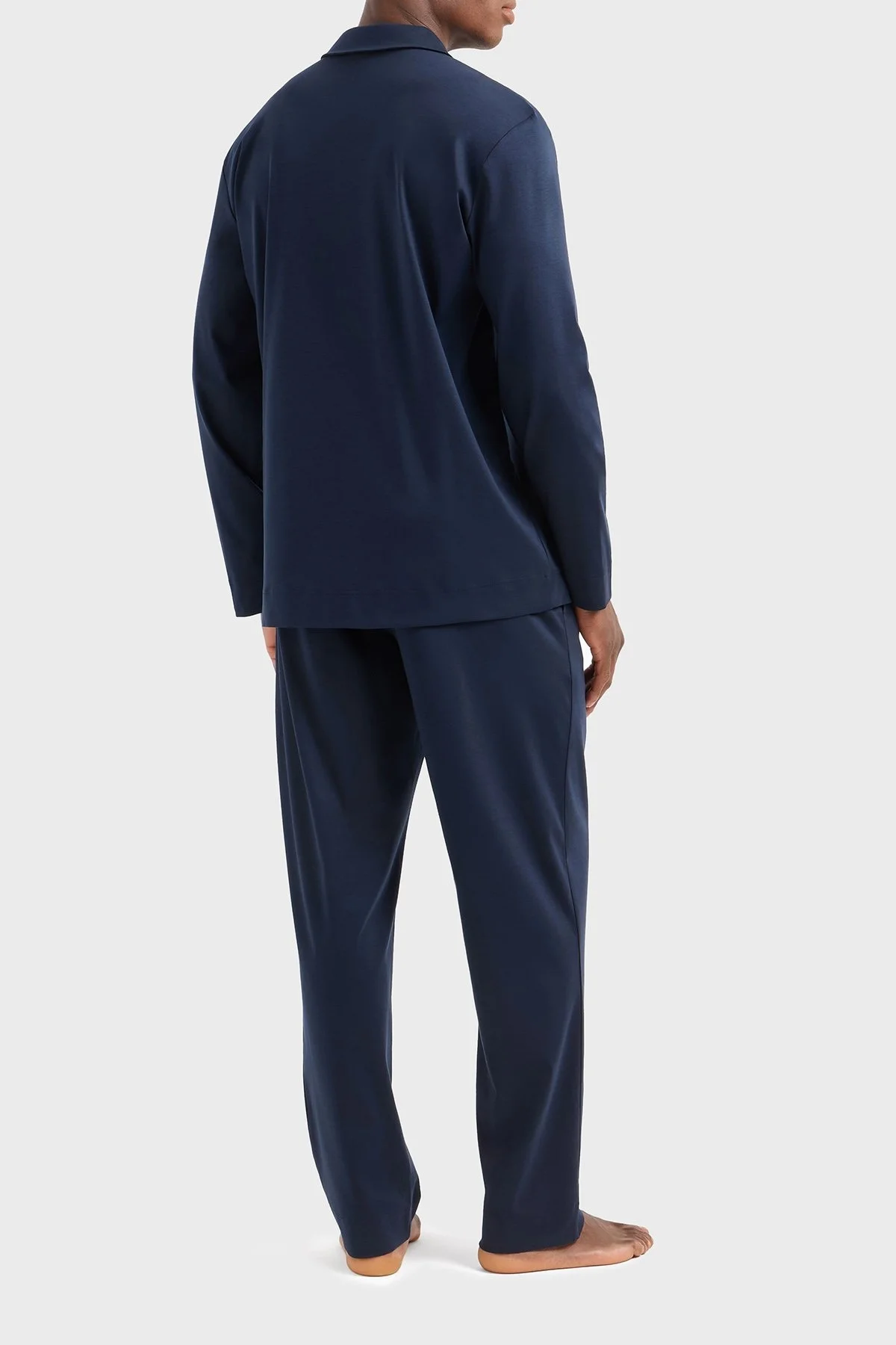 Emporio Armani Pamuklu Regular Fit Normal Bel Düz Paça Apaş Yaka Erkek Pijama Takımı EM000615 AF10789 UB102 LACİVERT - 7