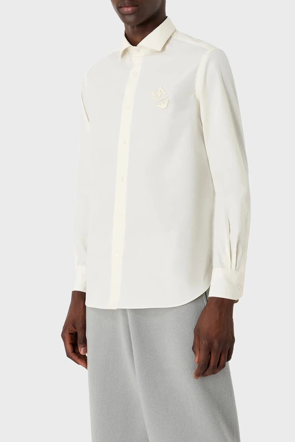 Emporio Armani Pamuklu Regular Fit Poplin Erkek Gömlek 3D1C86 1K2NZ 0128 EKRU - 1