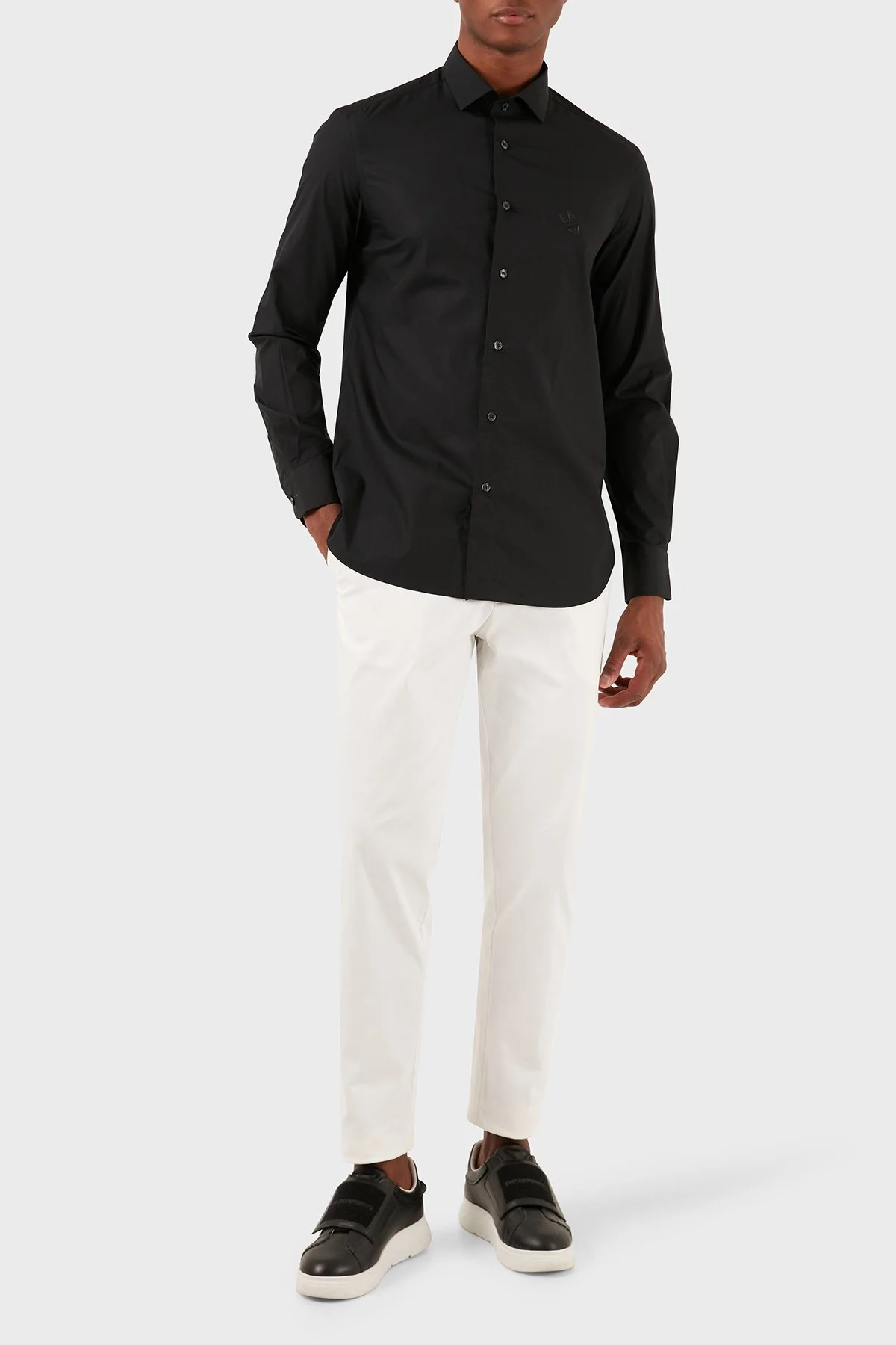 Emporio Armani Pamuklu Regular Fit Poplin Erkek Gömlek 3D1C86 1K2NZ 0999 SİYAH - 2