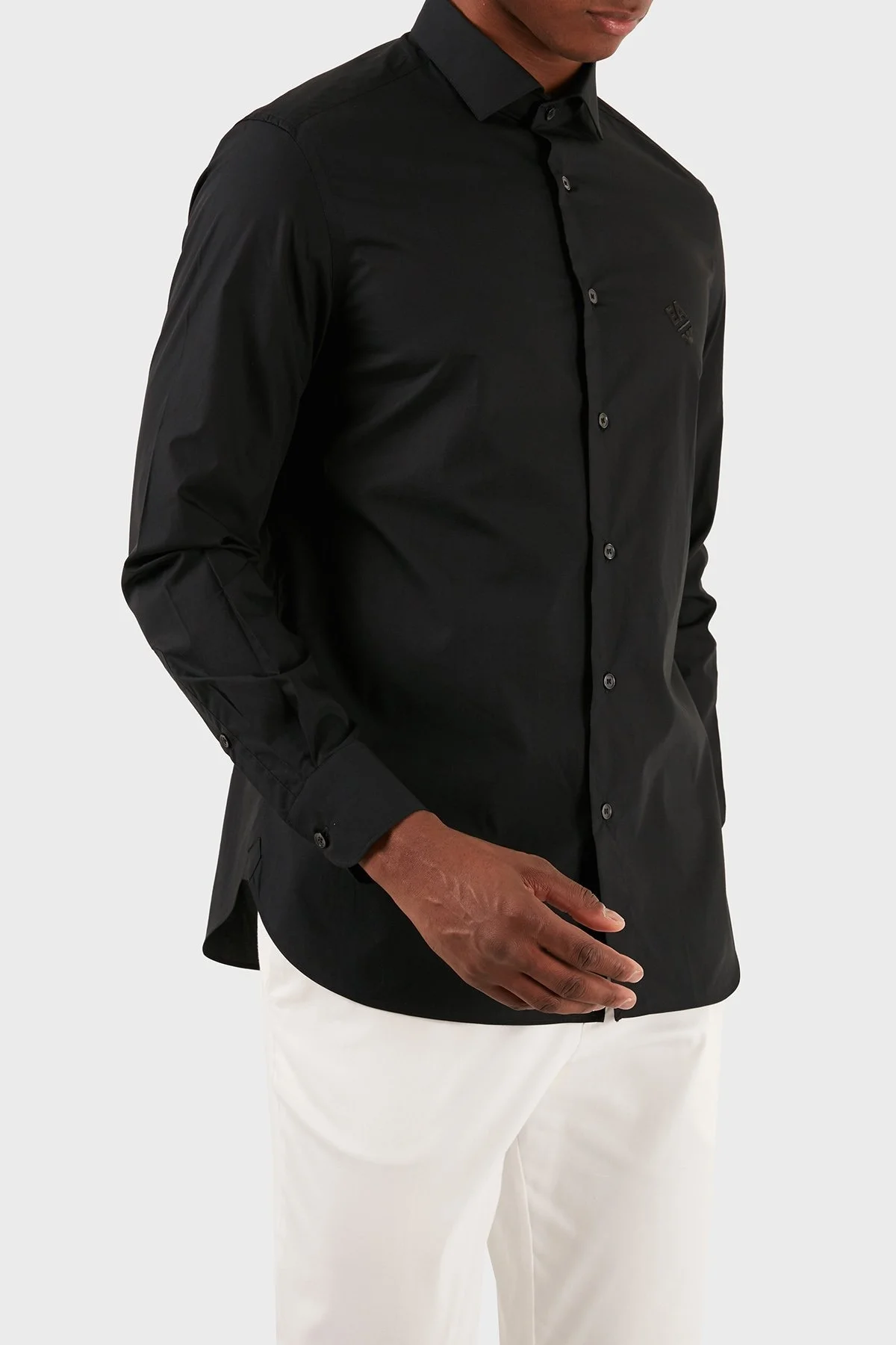 Emporio Armani Pamuklu Regular Fit Poplin Erkek Gömlek 3D1C86 1K2NZ 0999 SİYAH - 4
