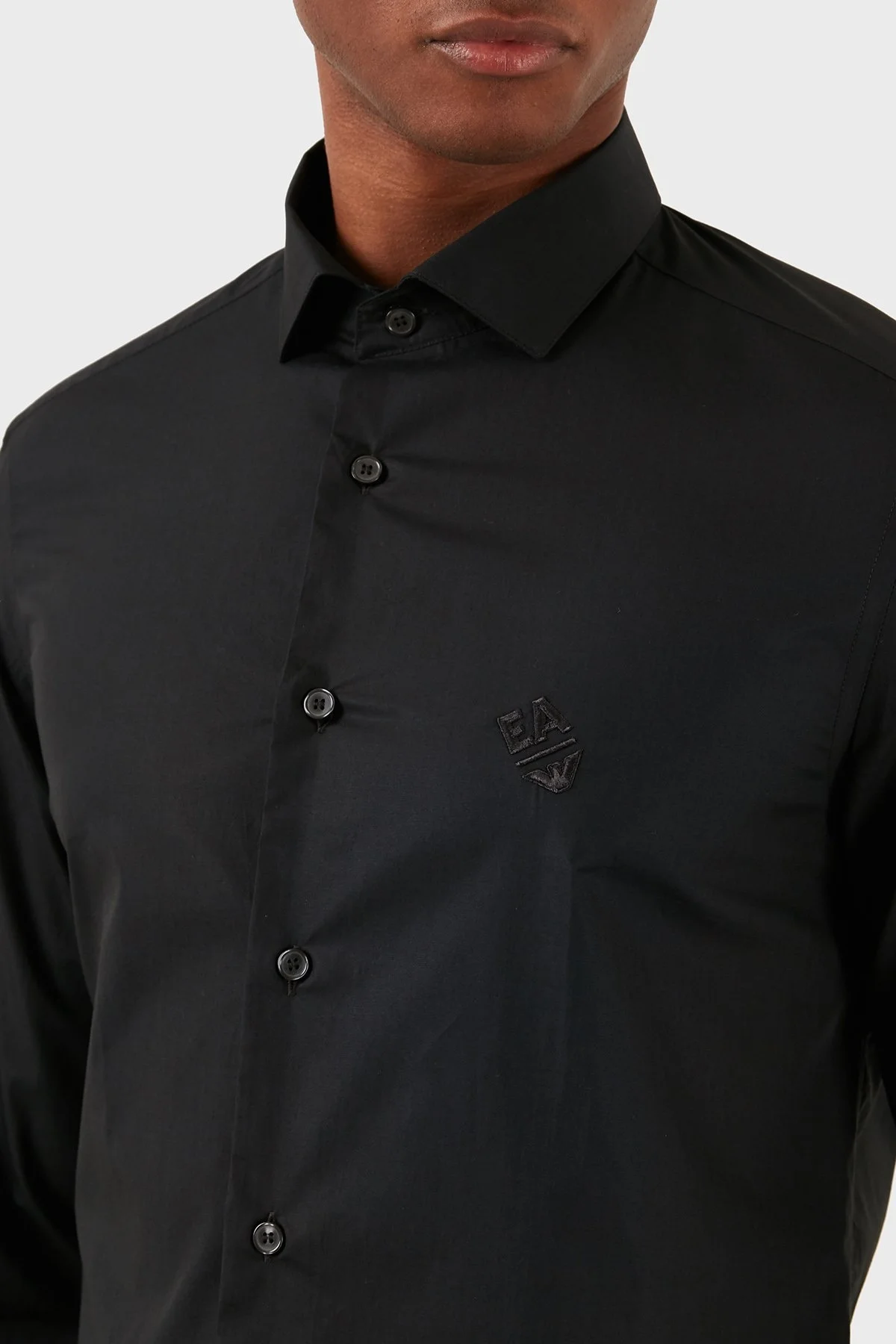 Emporio Armani Pamuklu Regular Fit Poplin Erkek Gömlek 3D1C86 1K2NZ 0999 SİYAH - 5