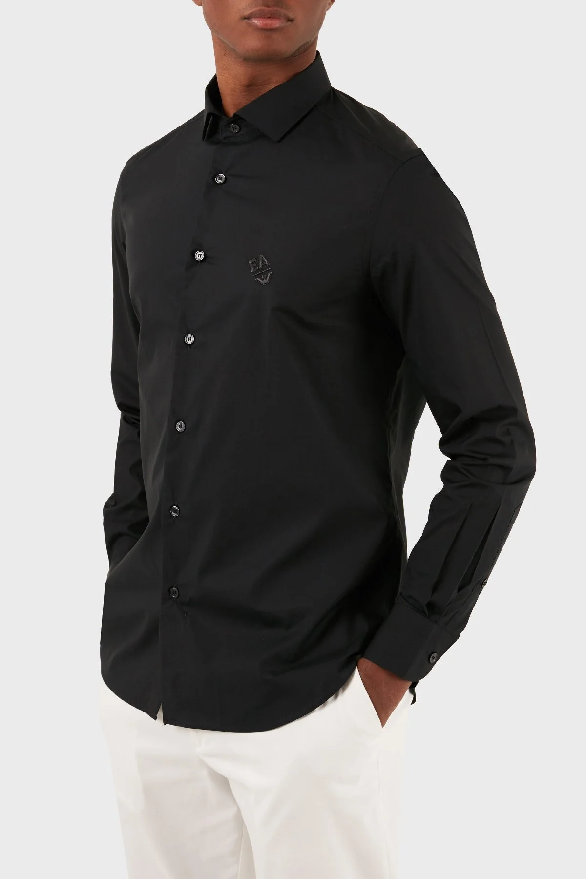 Emporio Armani Pamuklu Regular Fit Poplin Erkek Gömlek 3D1C86 1K2NZ 0999 SİYAH - 6