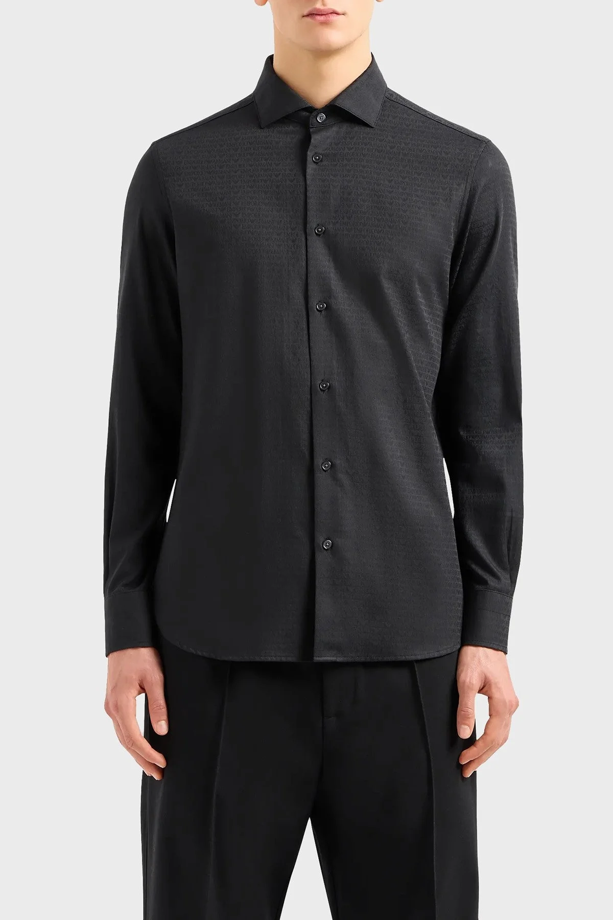 Emporio Armani Pamuklu Regular Fit Poplin Erkek Gömlek 3D1C86 1NIUZ F054 SİYAH - 1