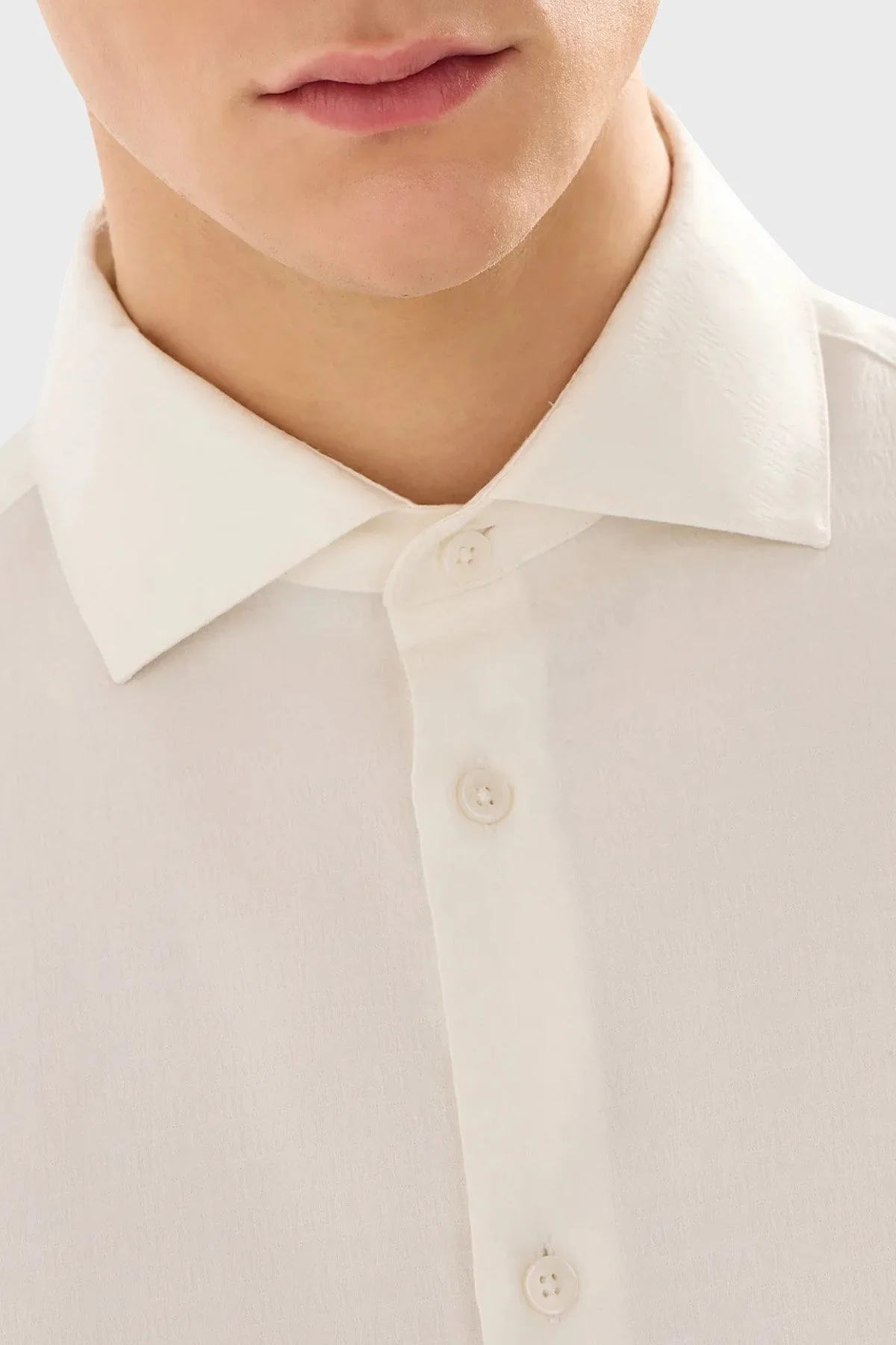 Emporio Armani Pamuklu Regular Fit Poplin Erkek Gömlek 3D1C86 1NIUZ F183 EKRU - 6