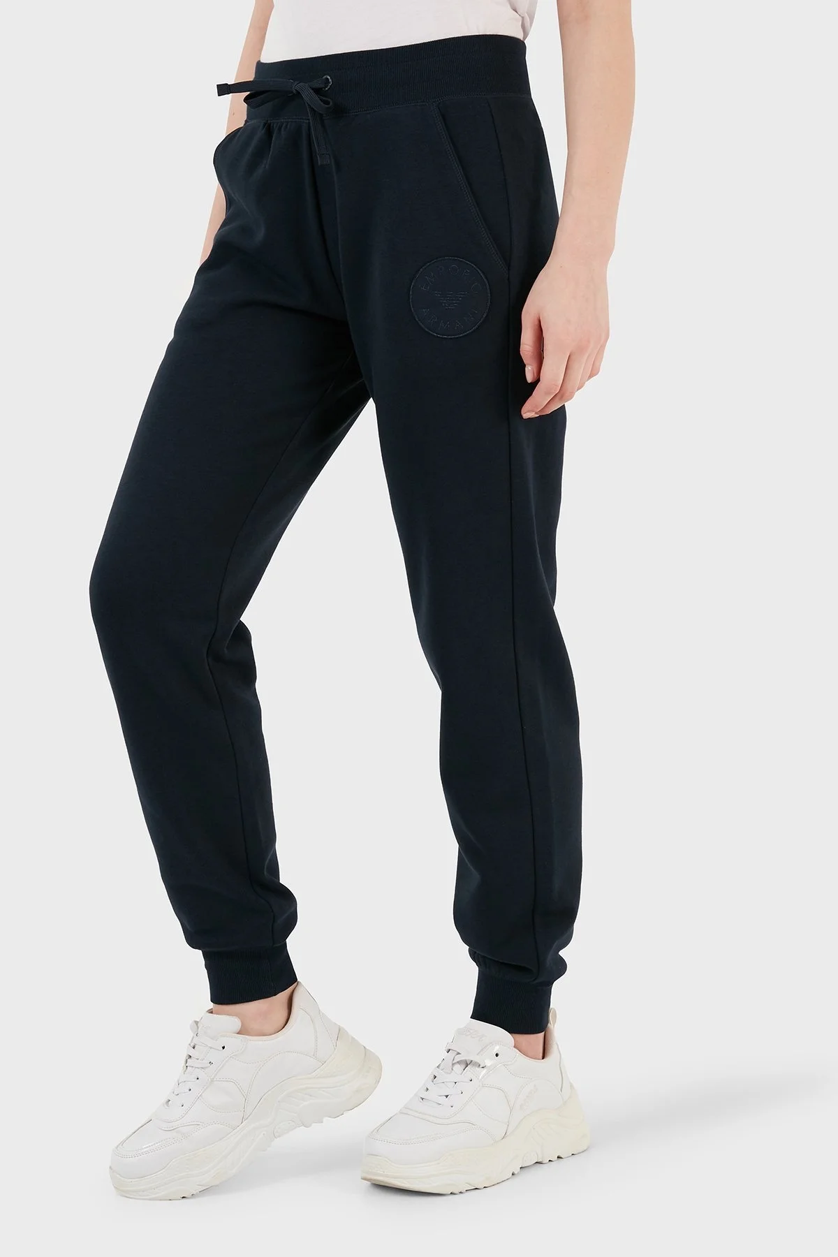 Emporio Armani Pamuklu Regular Fit Şardonlu Jogger Bayan Pantolon 164611 3F256 00135 LACİVERT - 6