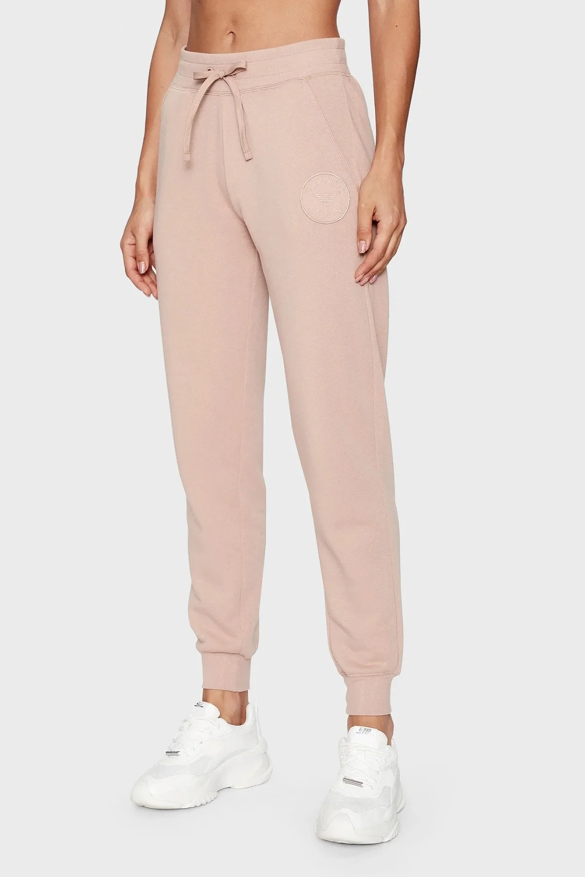 Emporio Armani Pamuklu Regular Fit Şardonlu Jogger Bayan Pantolon 164611 3F256 00455 PUDRA - 2
