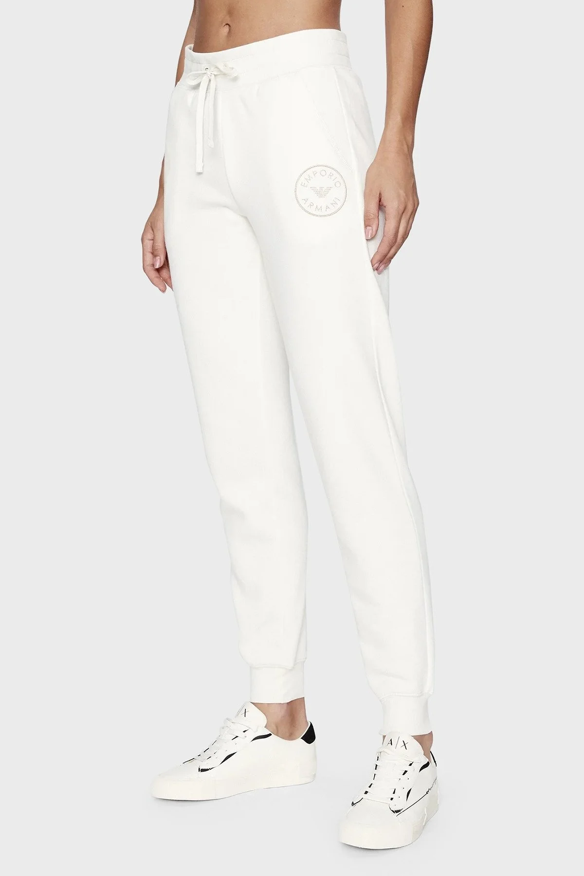 Emporio Armani Pamuklu Regular Fit Şardonlu Jogger Bayan Pantolon 164611 3F256 09210 EKRU - 2
