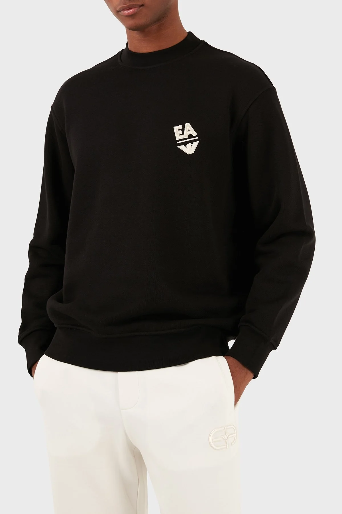 Emporio Armani Pamuklu Regular Fit Sıfır Yaka Erkek Sweat 3D1MEC 1JODZ 0032 SİYAH - 1