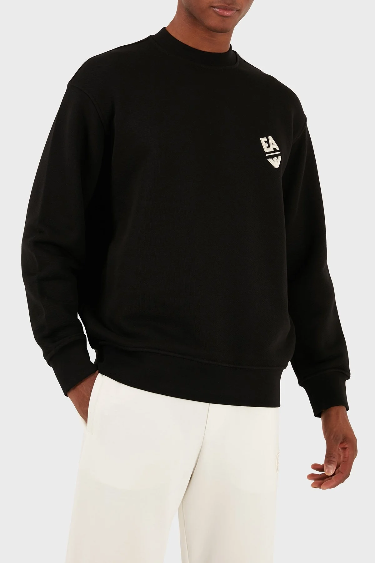 Emporio Armani Pamuklu Regular Fit Sıfır Yaka Erkek Sweat 3D1MEC 1JODZ 0032 SİYAH - 7