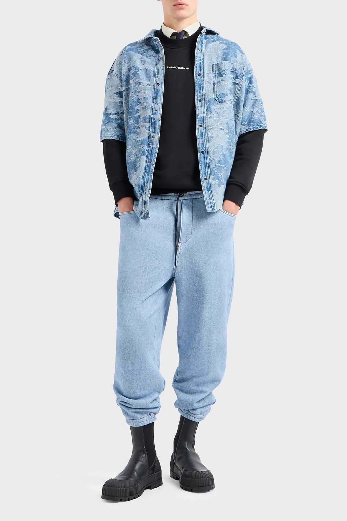 Emporio Armani Pamuklu Regular Fit Sıfır Yaka Erkek Sweat 3D1MEC 1JODZ 0033 SİYAH - 7