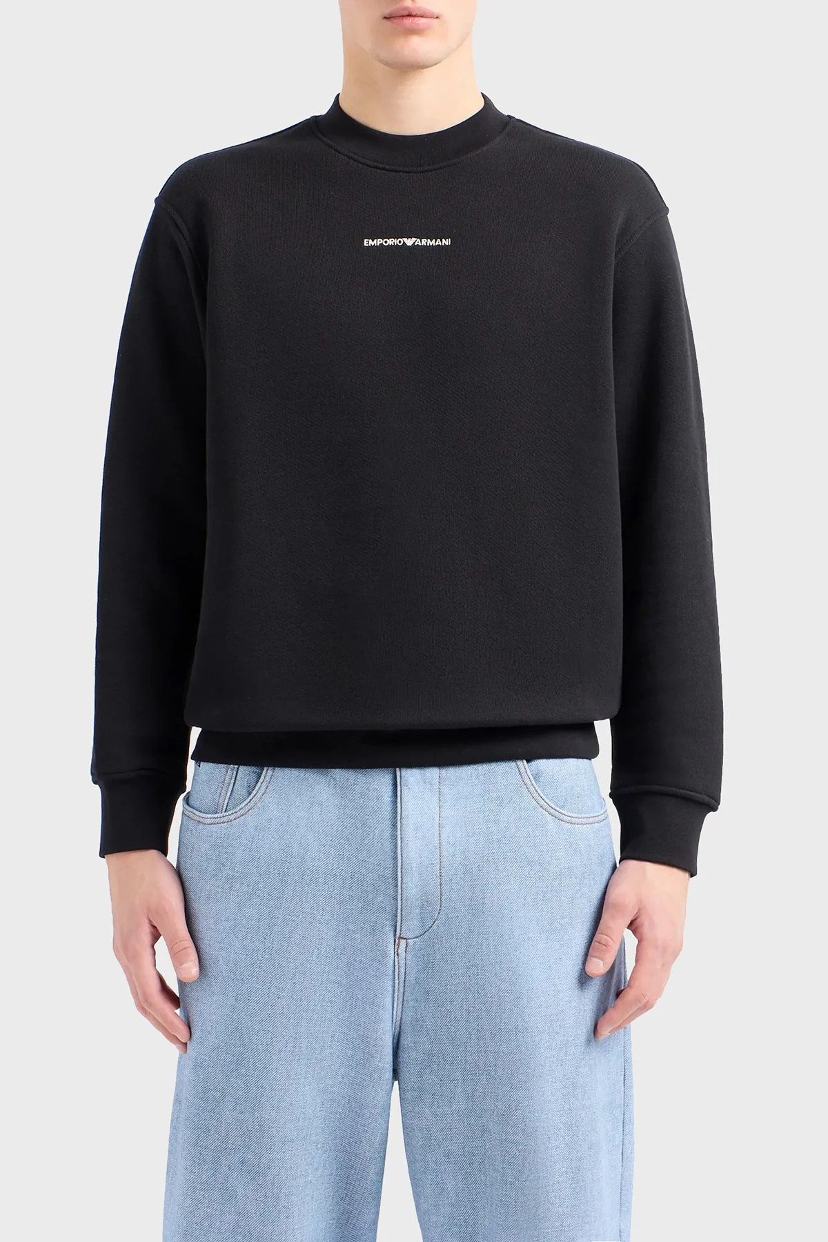 Emporio Armani Pamuklu Regular Fit Sıfır Yaka Erkek Sweat 3D1MEC 1JODZ 0033 SİYAH - 1