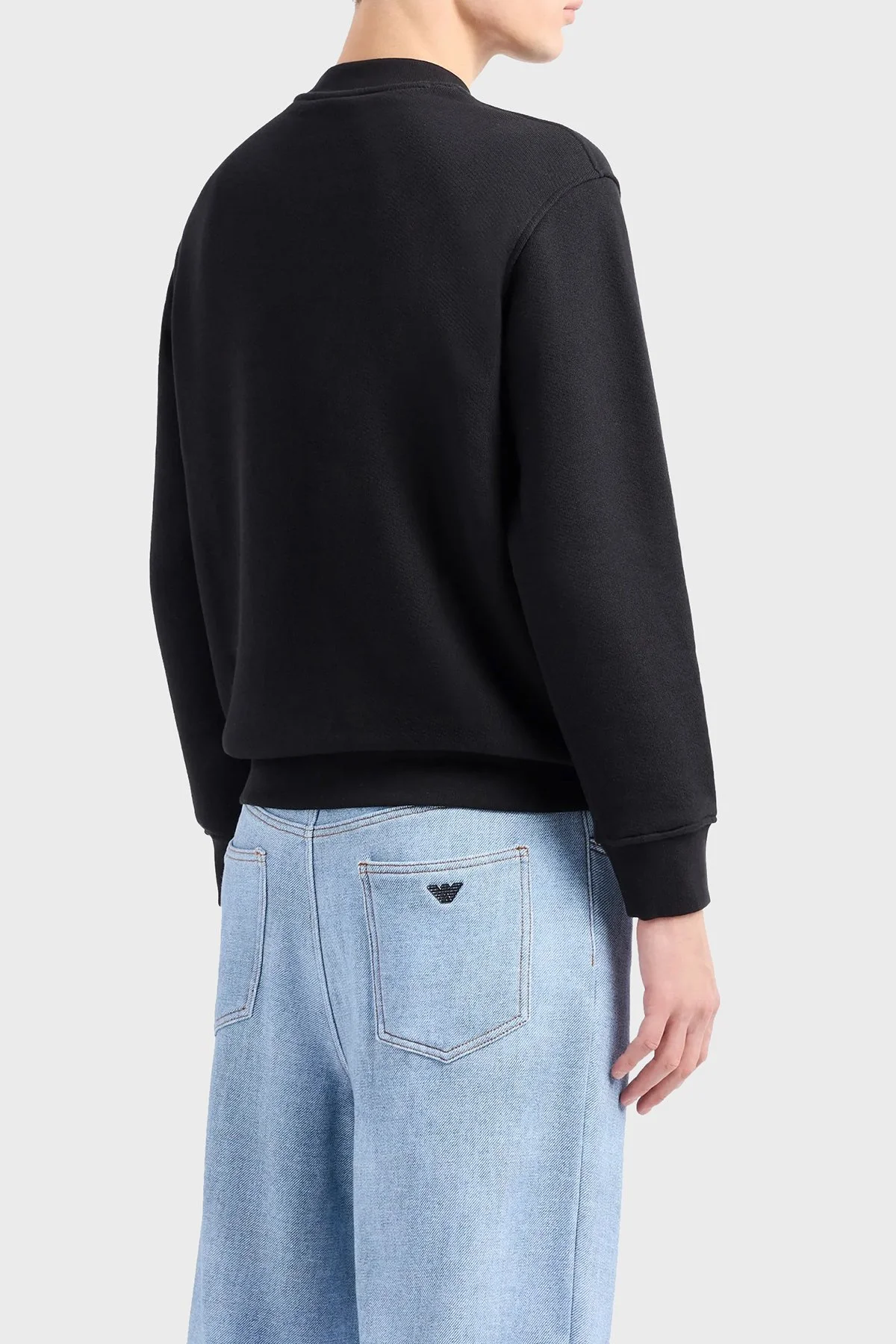 Emporio Armani Pamuklu Regular Fit Sıfır Yaka Erkek Sweat 3D1MEC 1JODZ 0033 SİYAH - 3