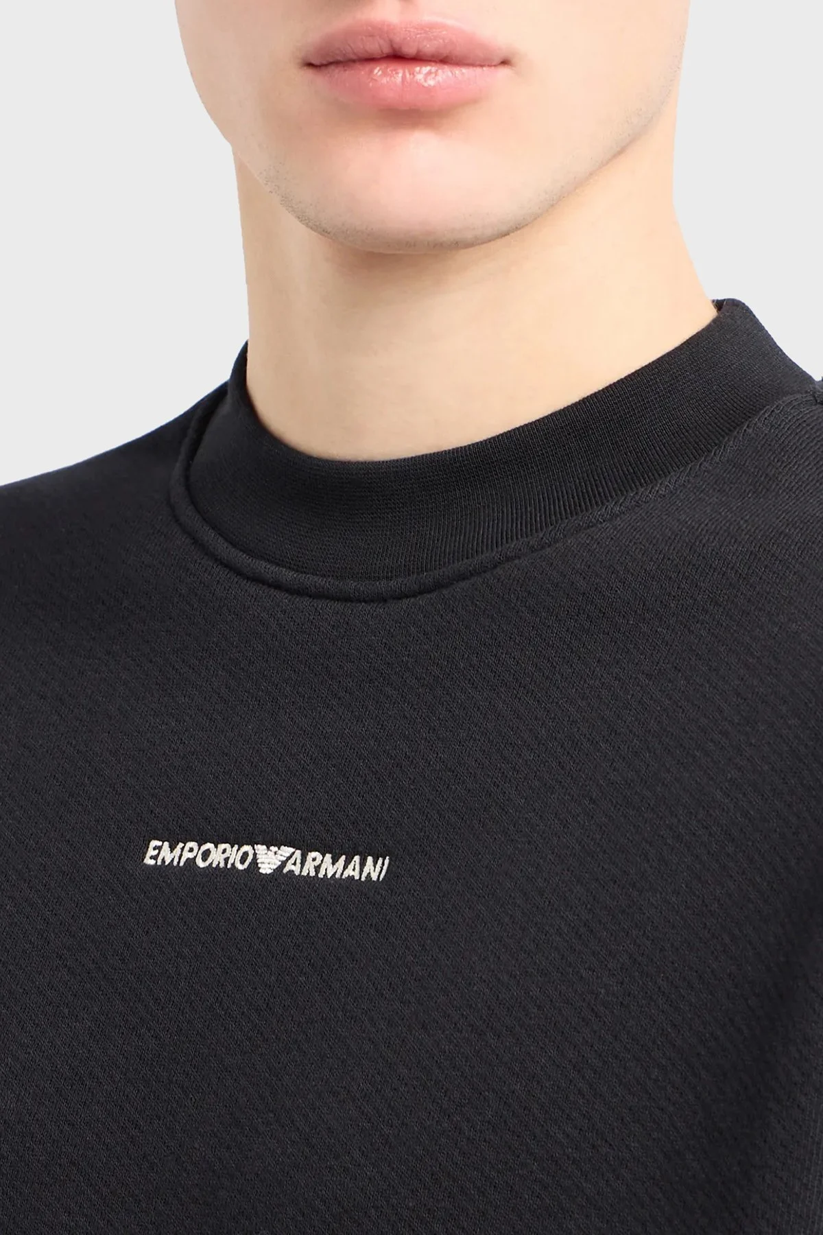 Emporio Armani Pamuklu Regular Fit Sıfır Yaka Erkek Sweat 3D1MEC 1JODZ 0033 SİYAH - 4