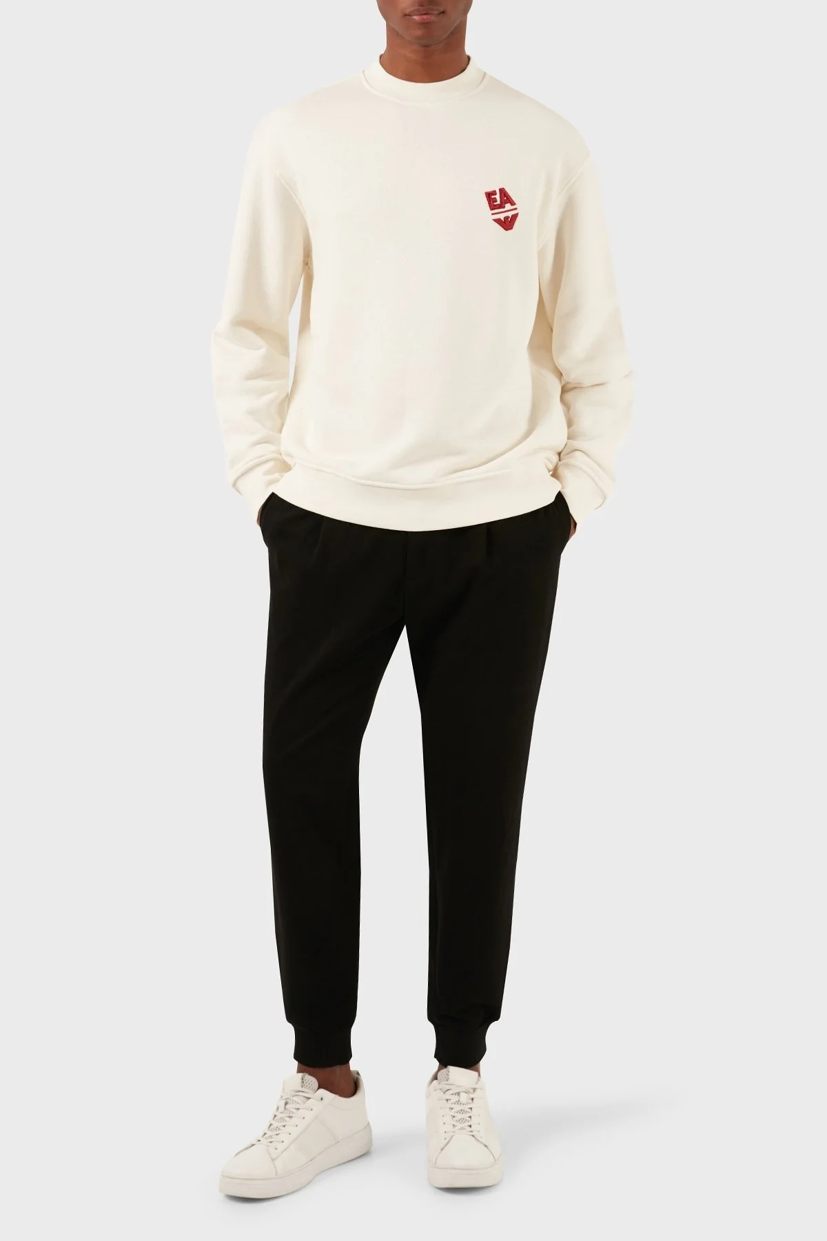 Emporio Armani Pamuklu Regular Fit Sıfır Yaka Erkek Sweat 3D1MEC 1JODZ 0158 BEYAZ - 3