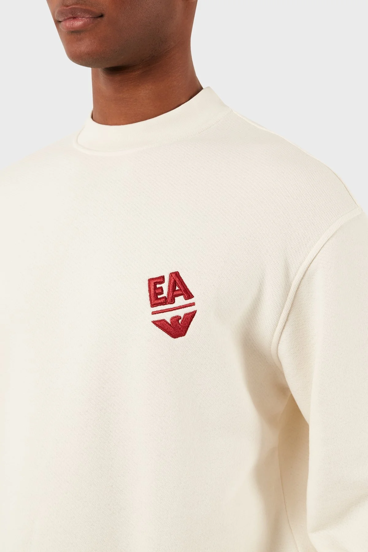 Emporio Armani Pamuklu Regular Fit Sıfır Yaka Erkek Sweat 3D1MEC 1JODZ 0158 BEYAZ - 4
