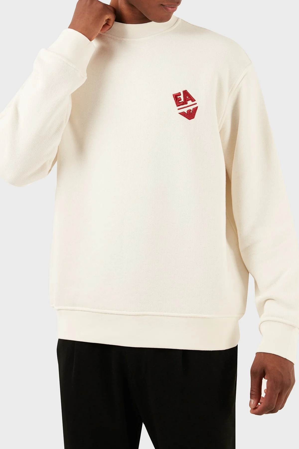 Emporio Armani Pamuklu Regular Fit Sıfır Yaka Erkek Sweat 3D1MEC 1JODZ 0158 BEYAZ - 5