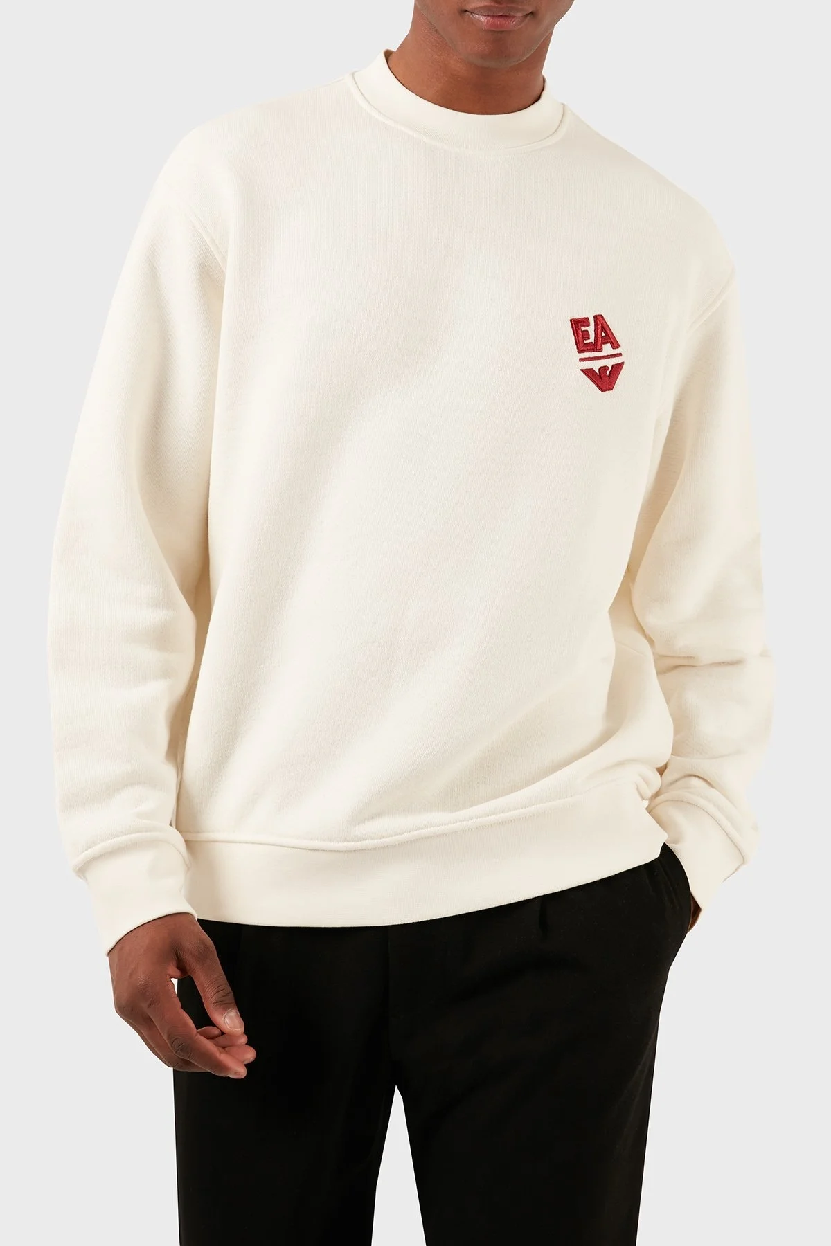 Emporio Armani Pamuklu Regular Fit Sıfır Yaka Erkek Sweat 3D1MEC 1JODZ 0158 BEYAZ - 6
