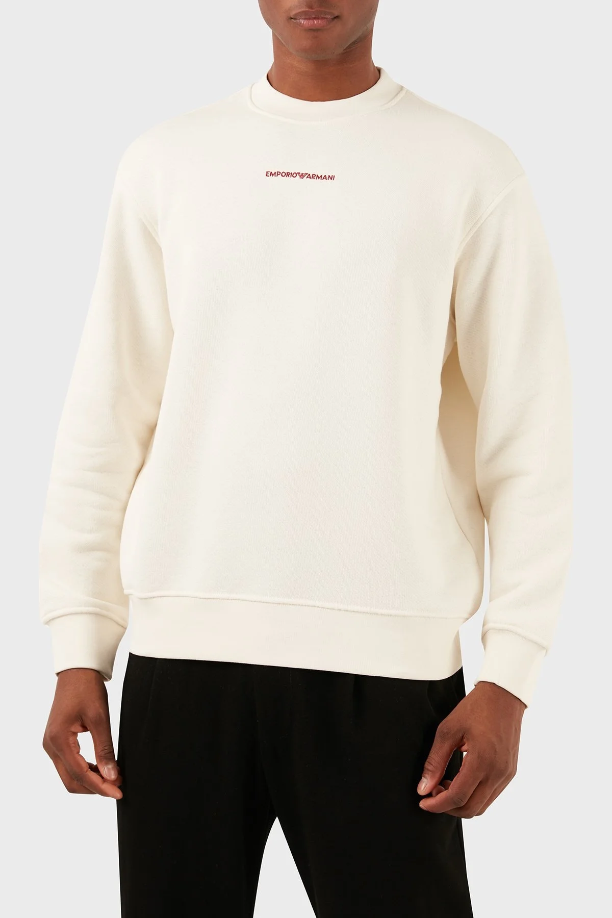 Emporio Armani Pamuklu Regular Fit Sıfır Yaka Erkek Sweat 3D1MEC 1JODZ 0165 EKRU - 6