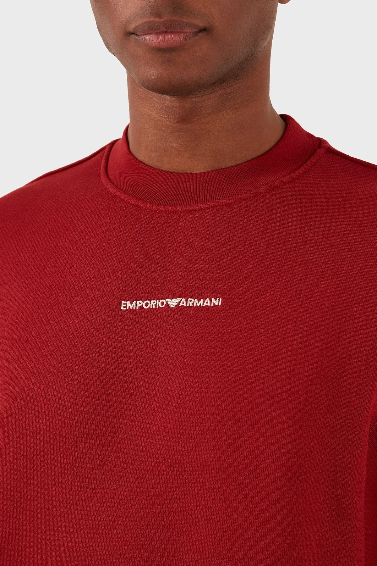 Emporio Armani Pamuklu Regular Fit Sıfır Yaka Erkek Sweat 3D1MEC 1JODZ 0366 KIRMIZI - 4