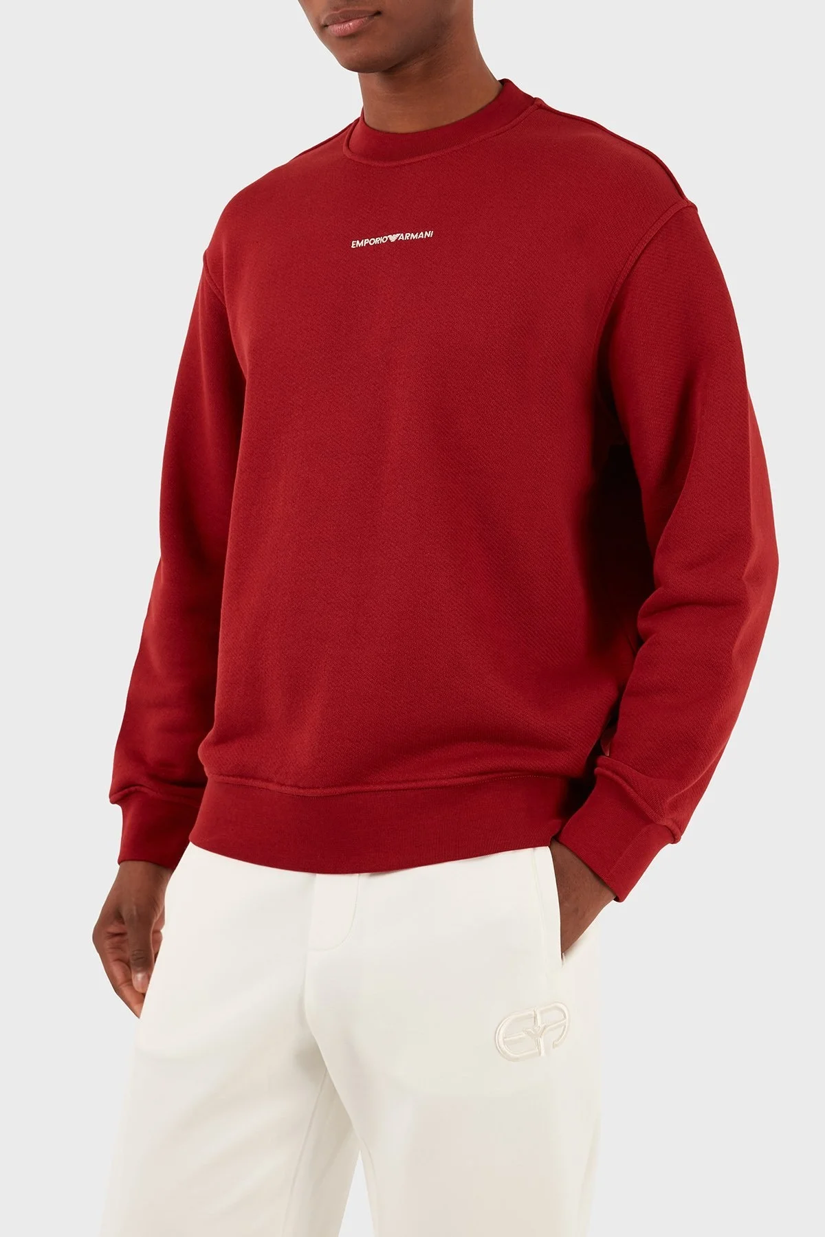 Emporio Armani Pamuklu Regular Fit Sıfır Yaka Erkek Sweat 3D1MEC 1JODZ 0366 KIRMIZI - 5