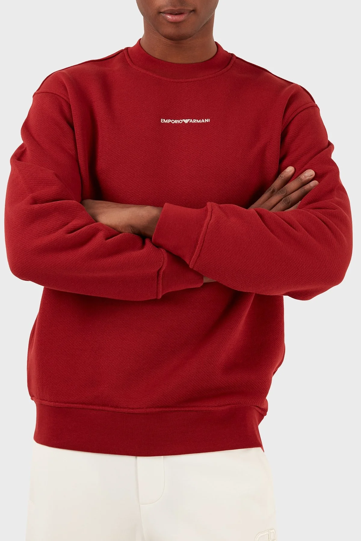 Emporio Armani Pamuklu Regular Fit Sıfır Yaka Erkek Sweat 3D1MEC 1JODZ 0366 KIRMIZI - 6